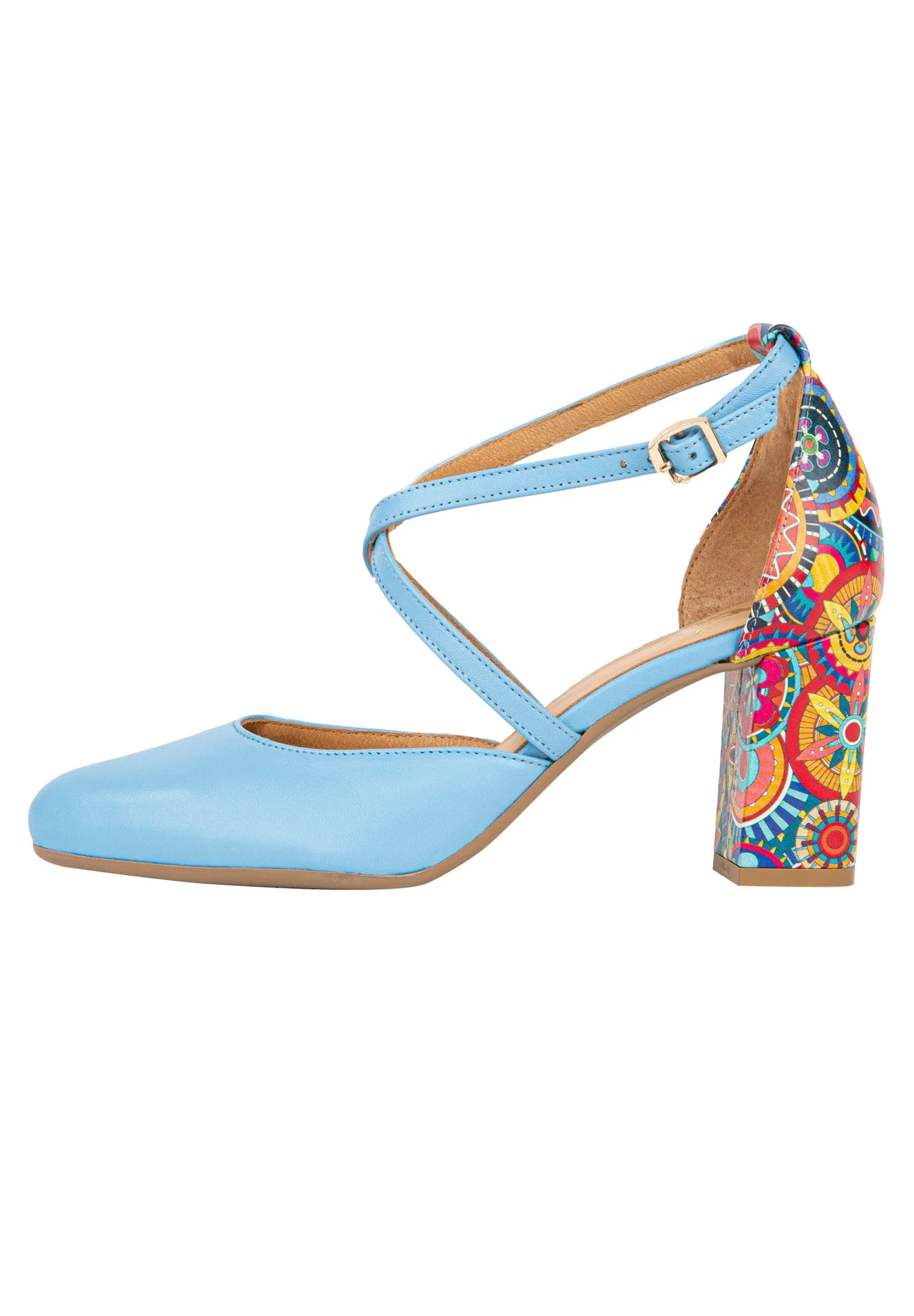 Kylie - Light Blue - Women's leather closed toe comfortable 3 inch block heel - Image 9