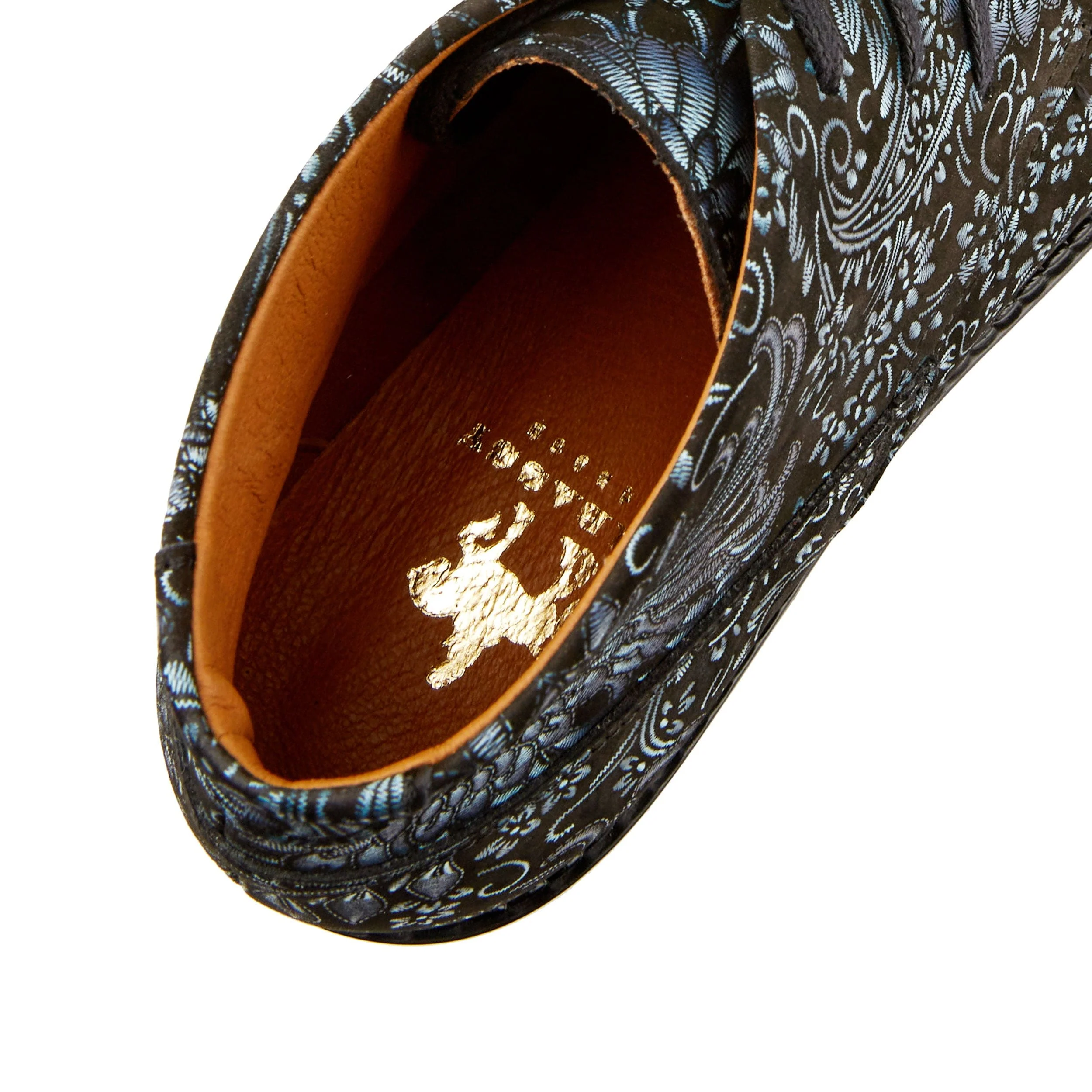 Laviva - Black & Floral - Women's round toe wide fitted ankle boot In nubuck leather - Image 7