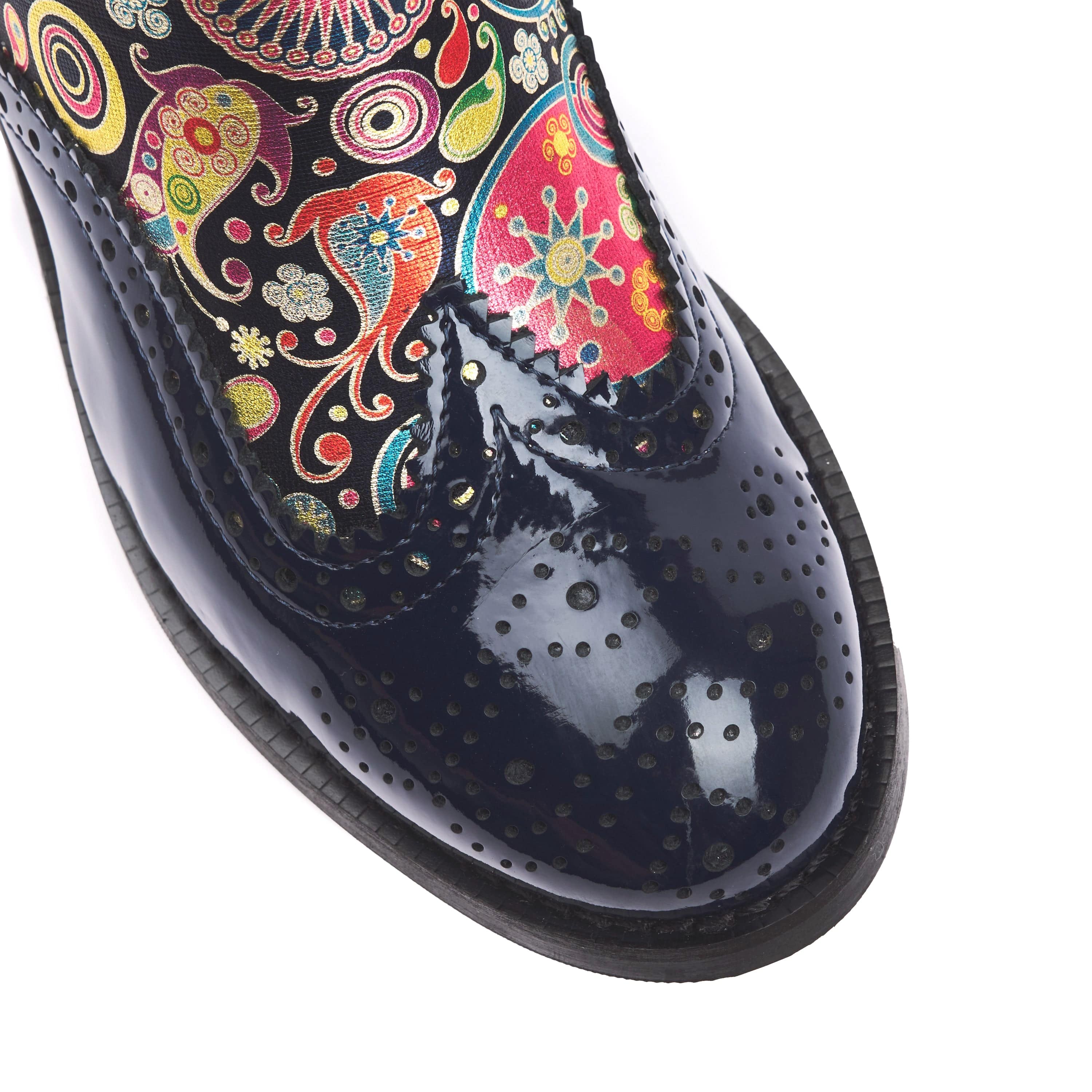 Mamacita - Navy Pink - Women's almond toe chelsea boot with wingtip brogue detail - Image 7