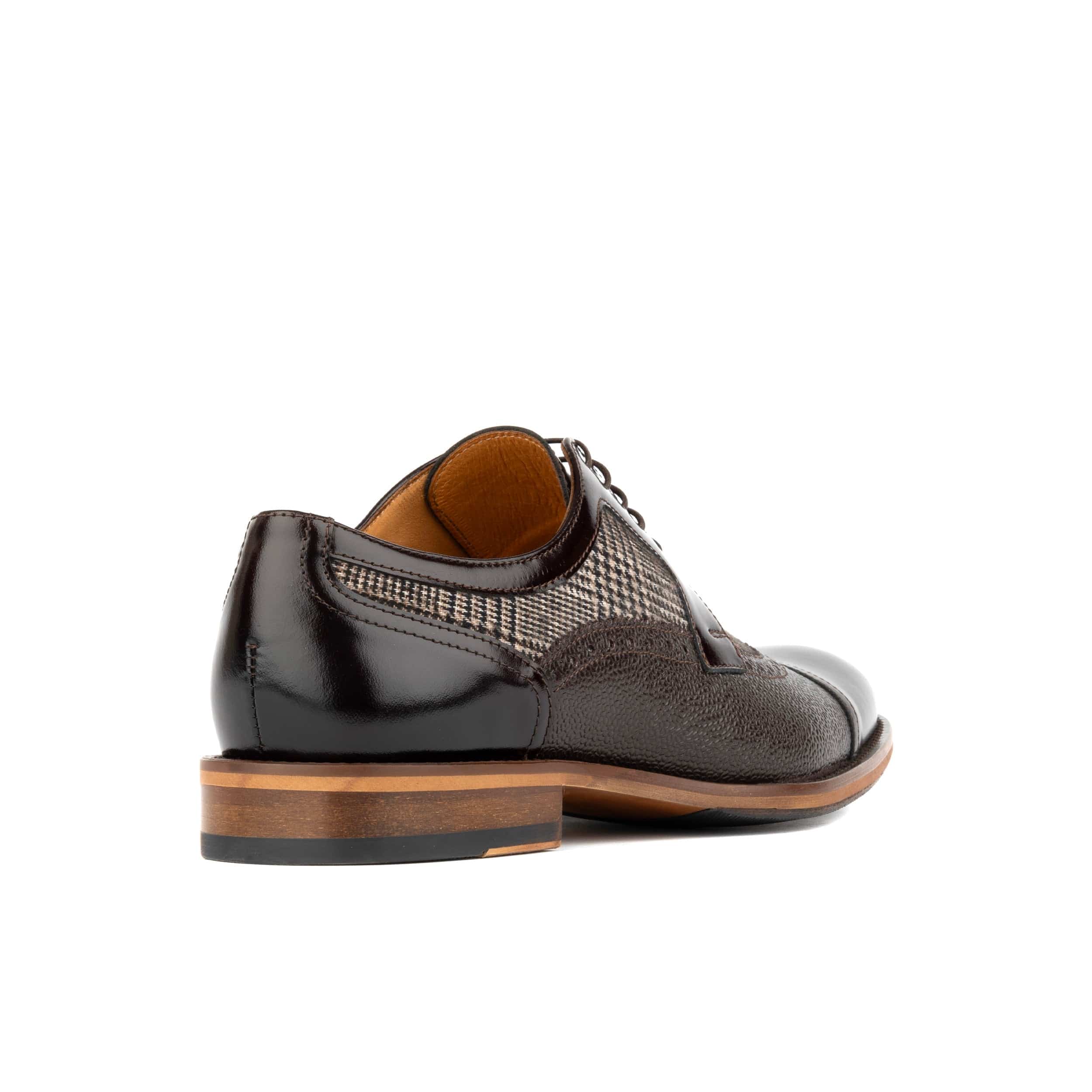 Orlando - Brown Check - Men's toe cap leather dressy shoe with brogue details - Image 4