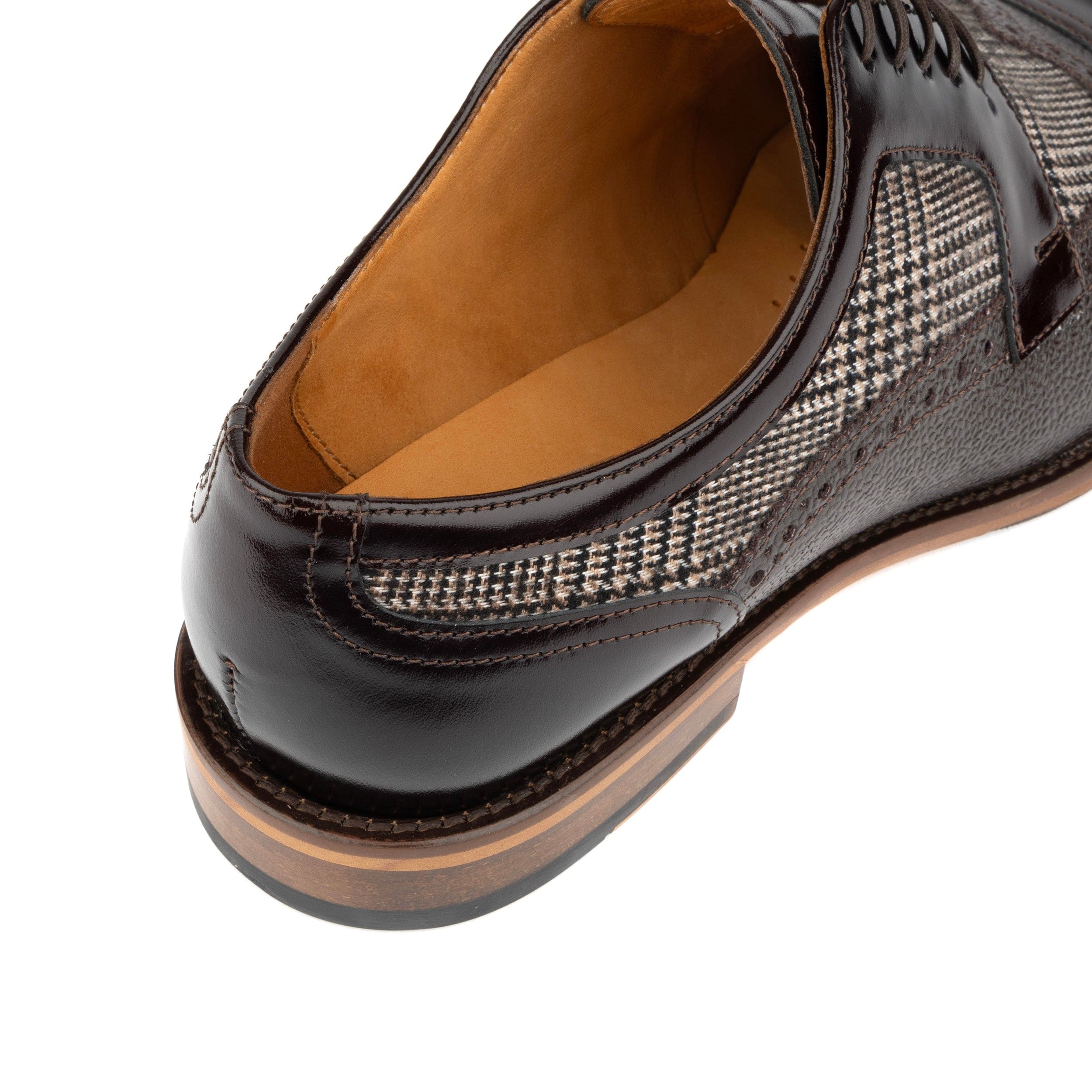Orlando - Brown Check - Men's toe cap leather dressy shoe with brogue details - Image 8