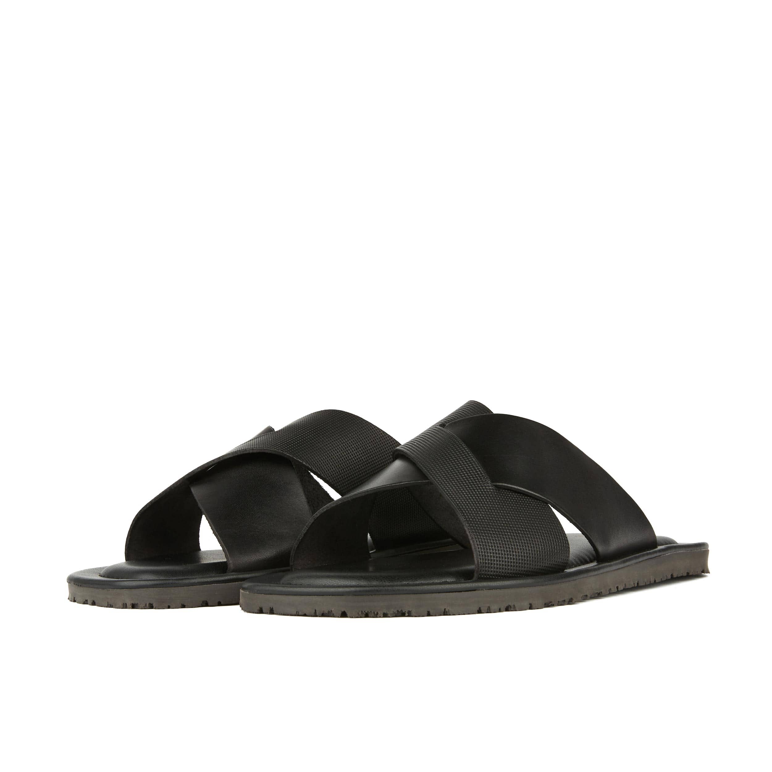 Port - Black - Men's criss cross straps leather sandal in black - Image 6