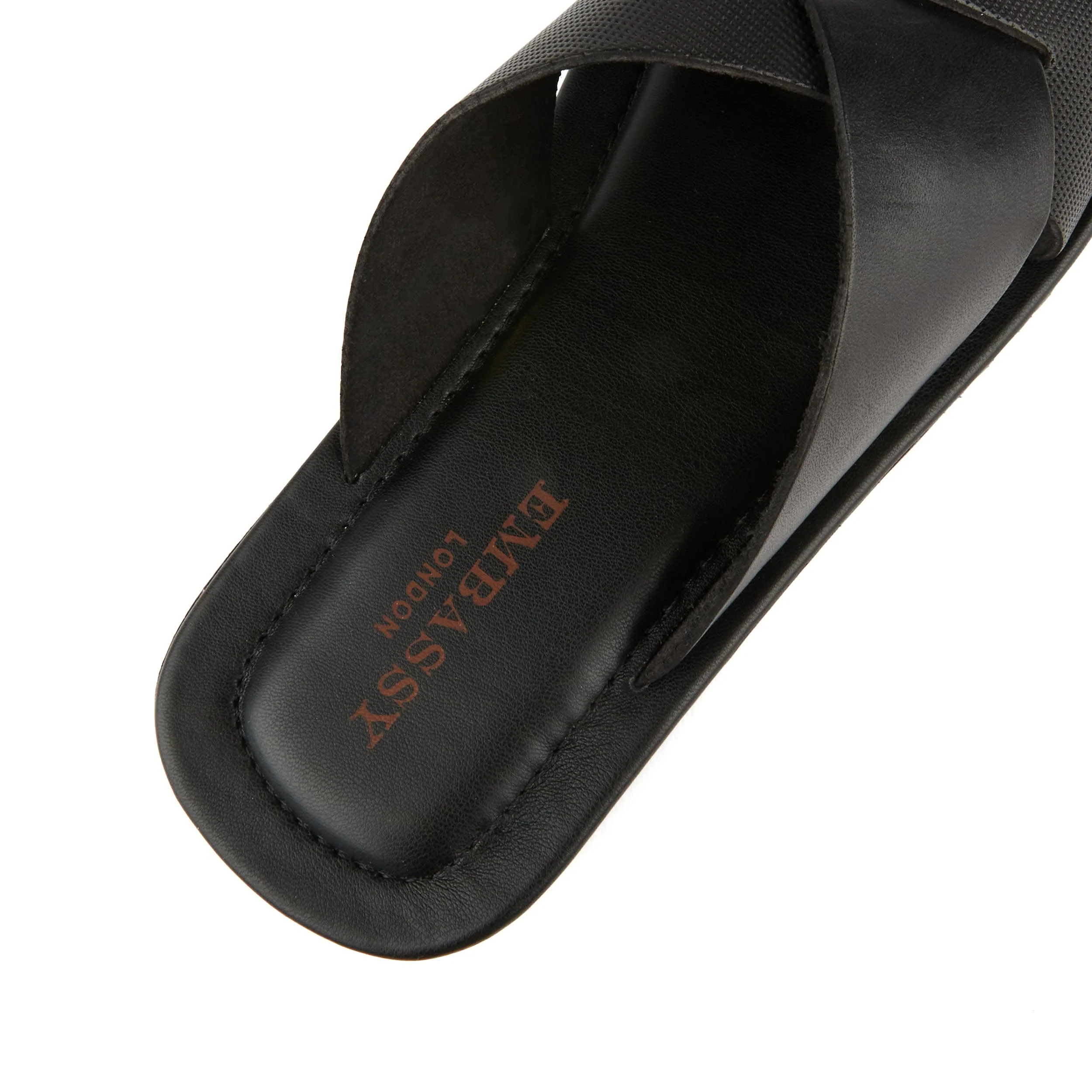 Port - Black - Men's criss cross straps leather sandal in black - Image 8