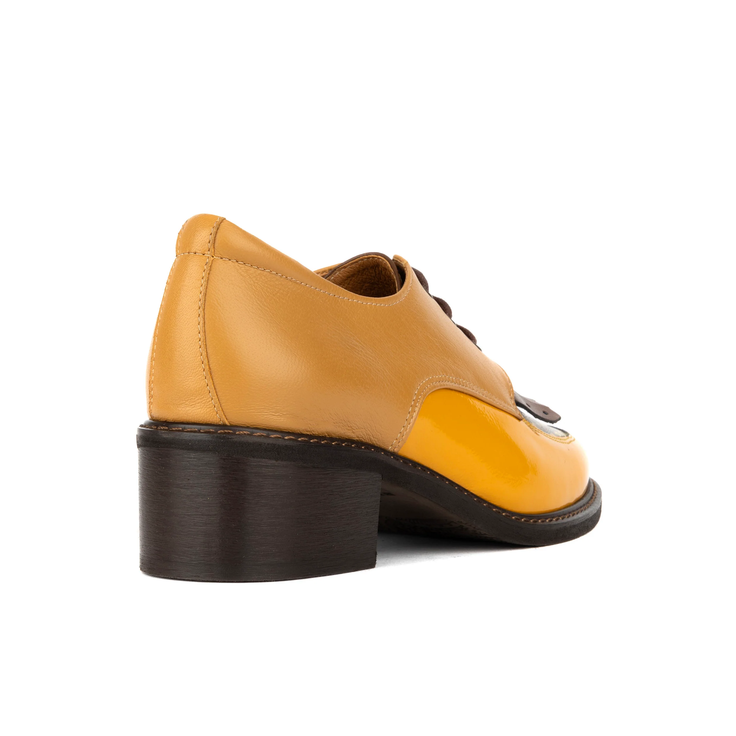 Retro Tone - Yellow & Brown - Women's leather lace-up with signature kiltie detail - Image 5