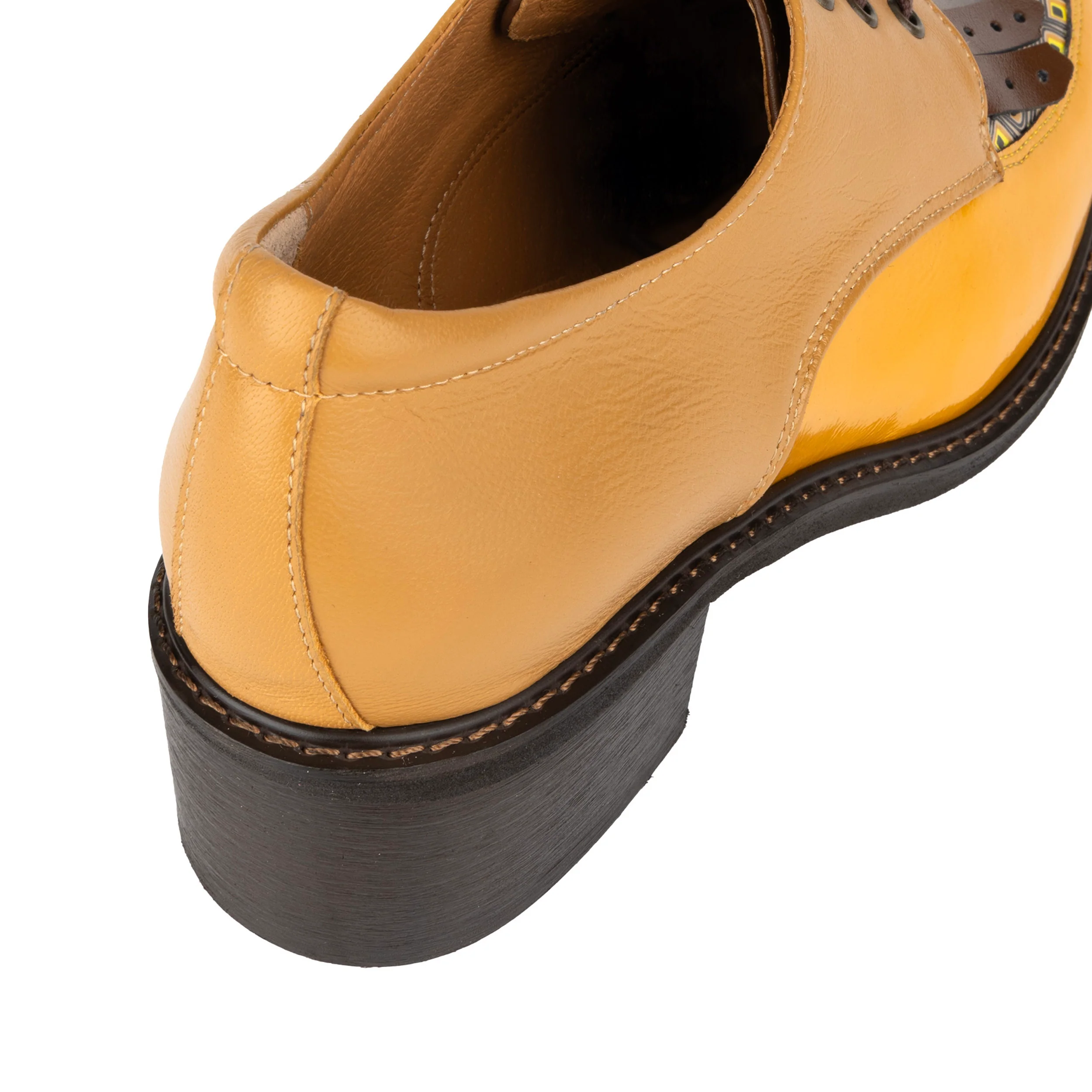 Retro Tone - Yellow & Brown - Women's leather lace-up with signature kiltie detail - Image 9