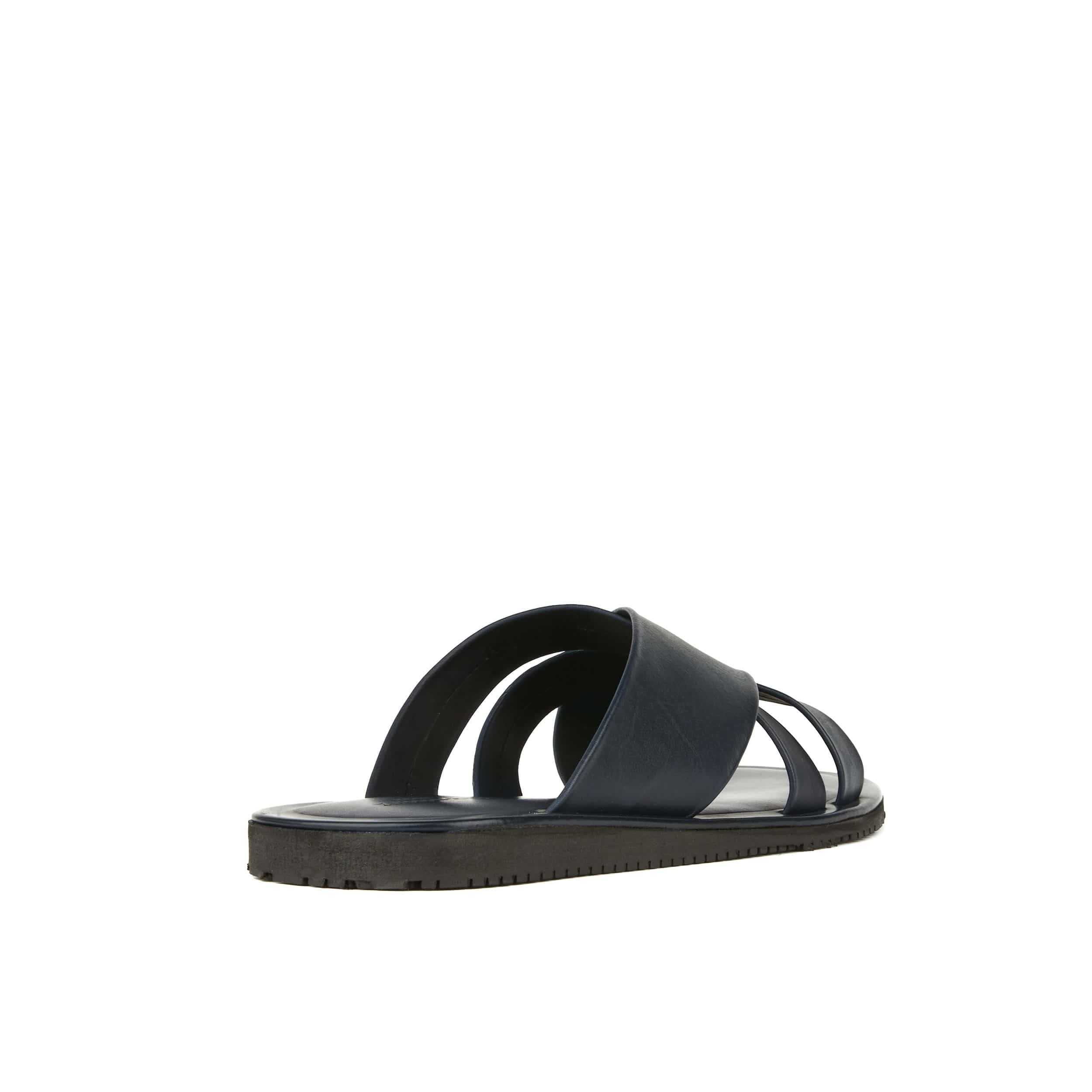 Rio - Navy - Men's crossover straps fully leather lined slide sandal - Image 4