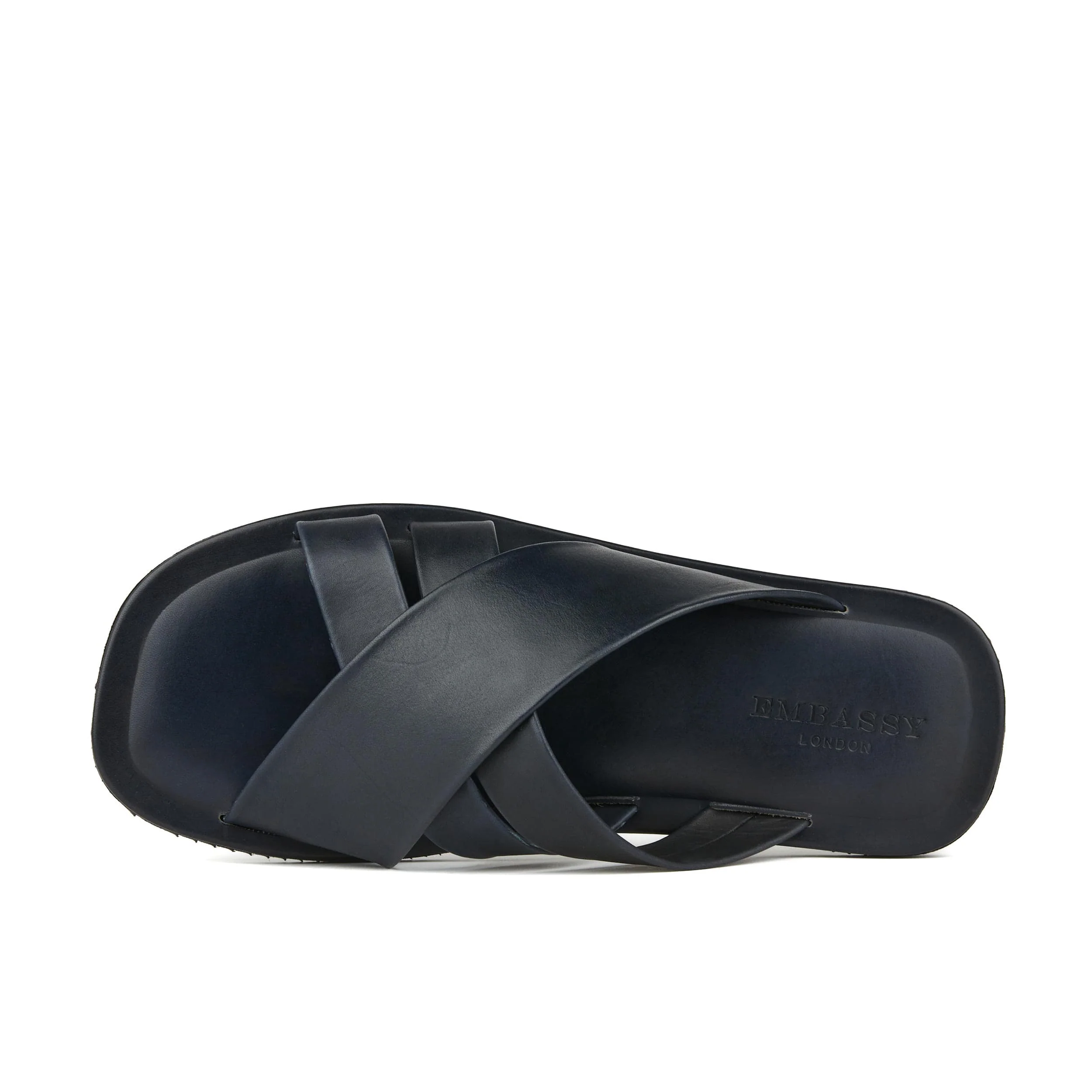Rio - Navy - Men's crossover straps fully leather lined slide sandal - Image 5