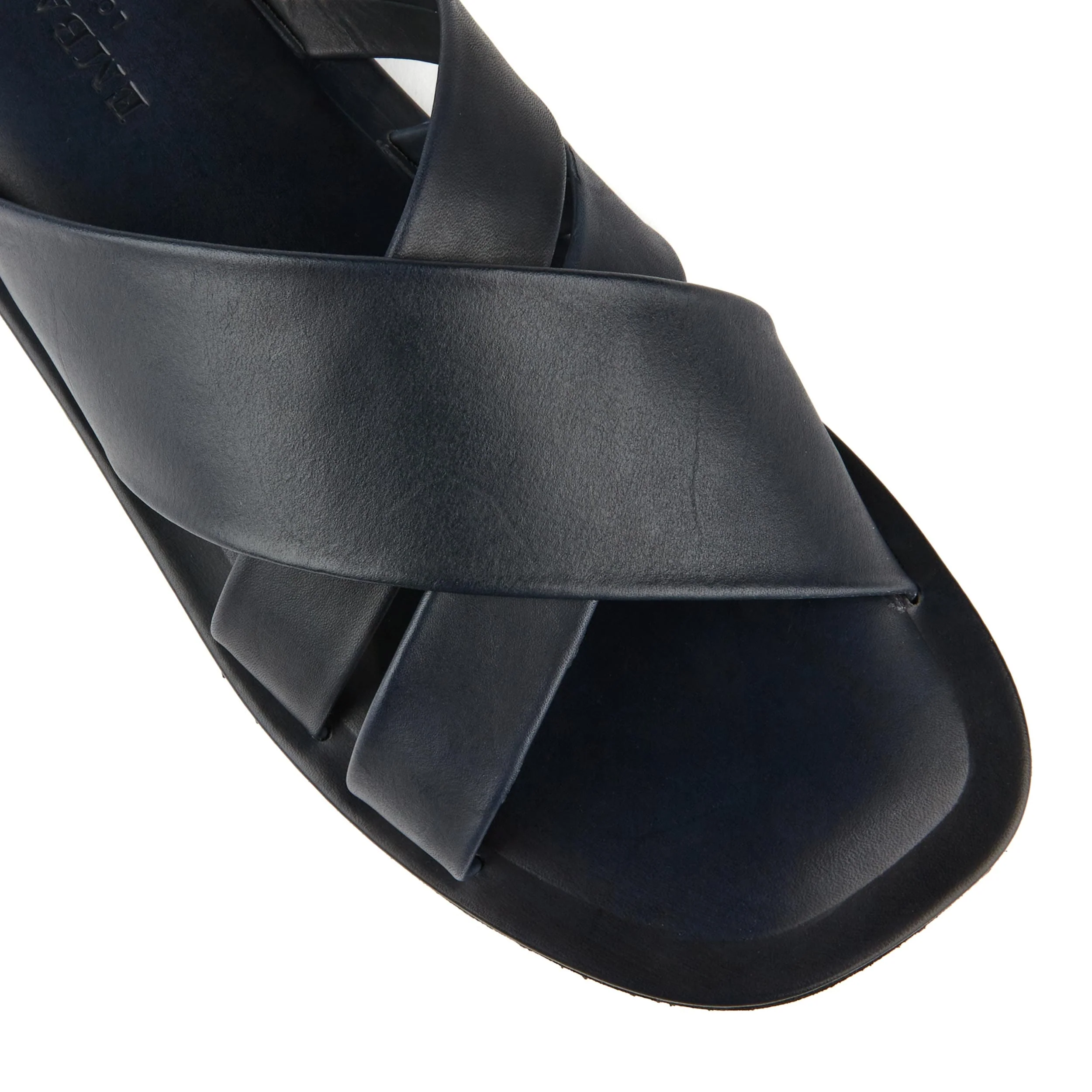 Rio - Navy - Men's crossover straps fully leather lined slide sandal - Image 7