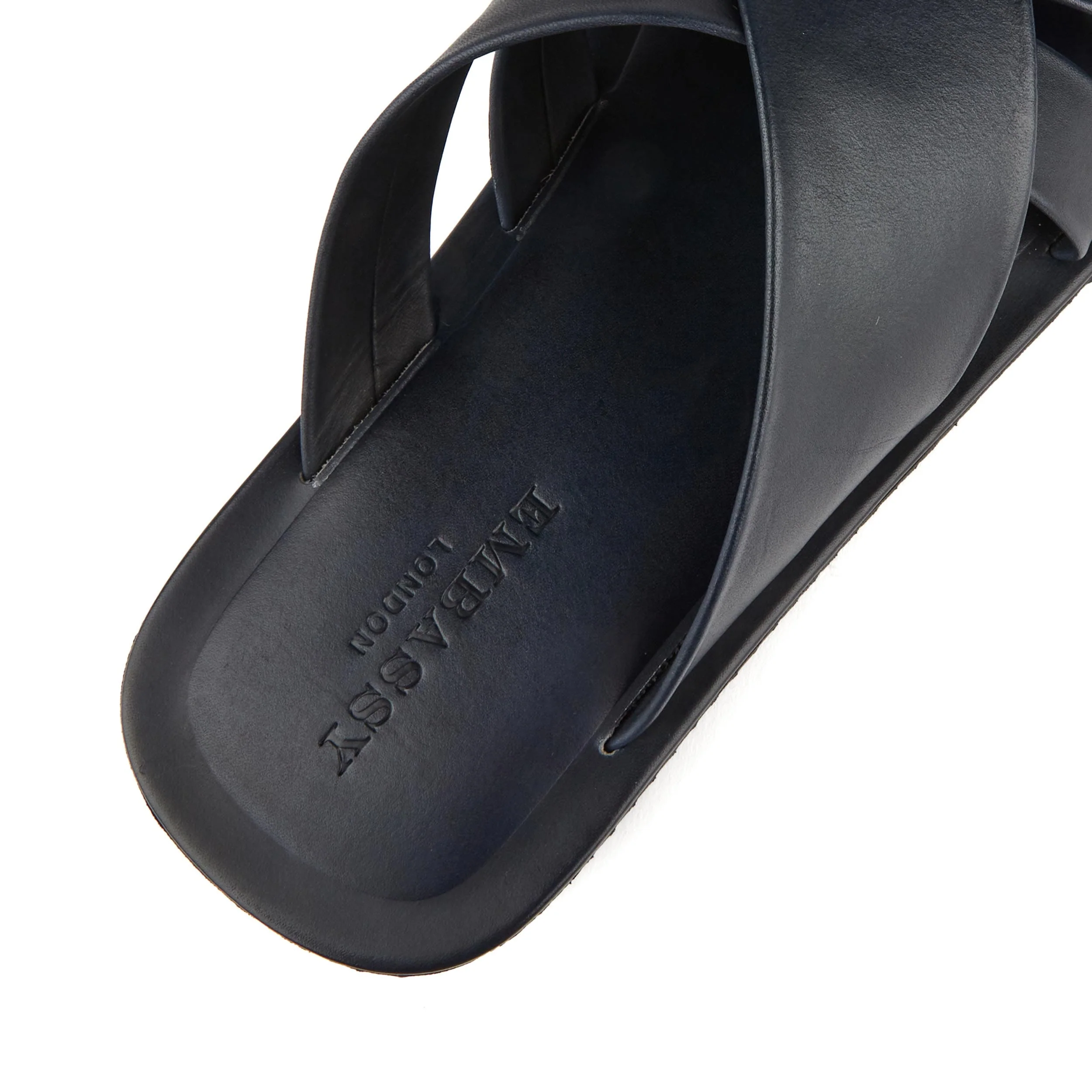 Rio - Navy - Men's crossover straps fully leather lined slide sandal - Image 8