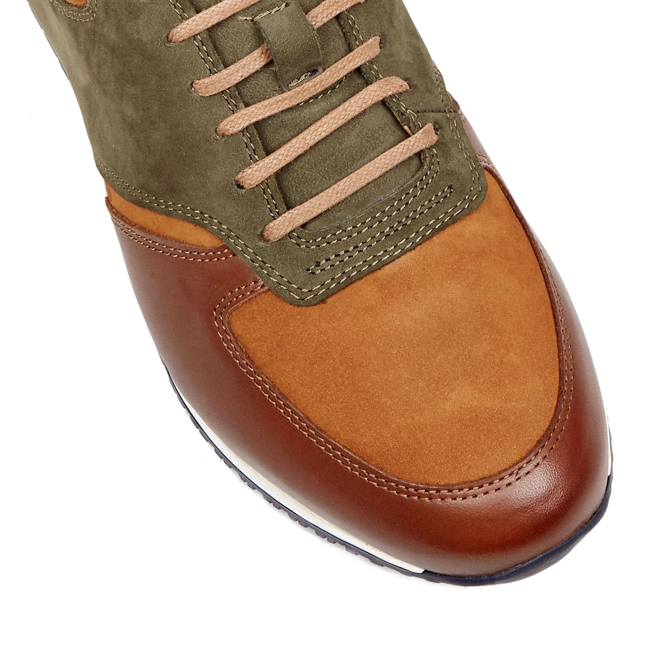 San Francisco - Brown - Men's lace-up leather & suede trainer - Image 6