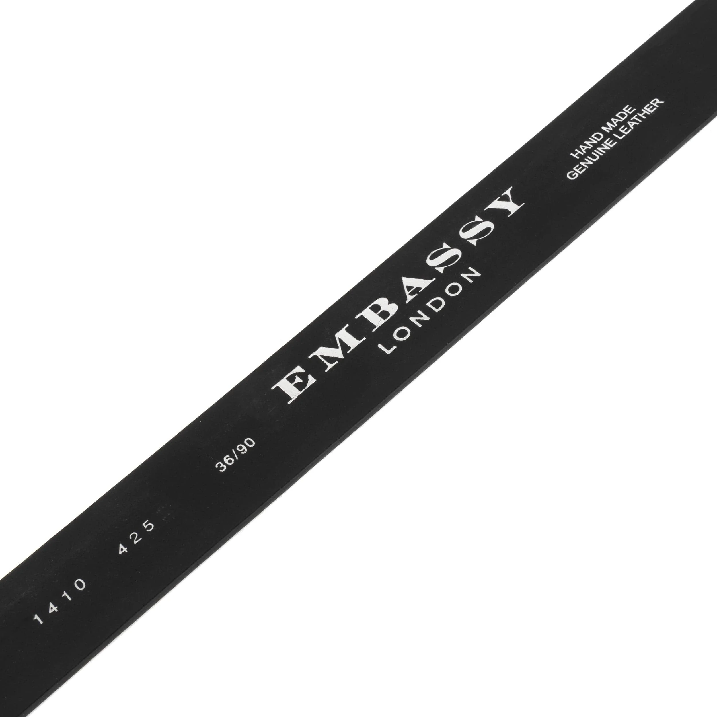 Scott - Black Shine - Men's smooth full-grain black leather belt with broguing - Image 5