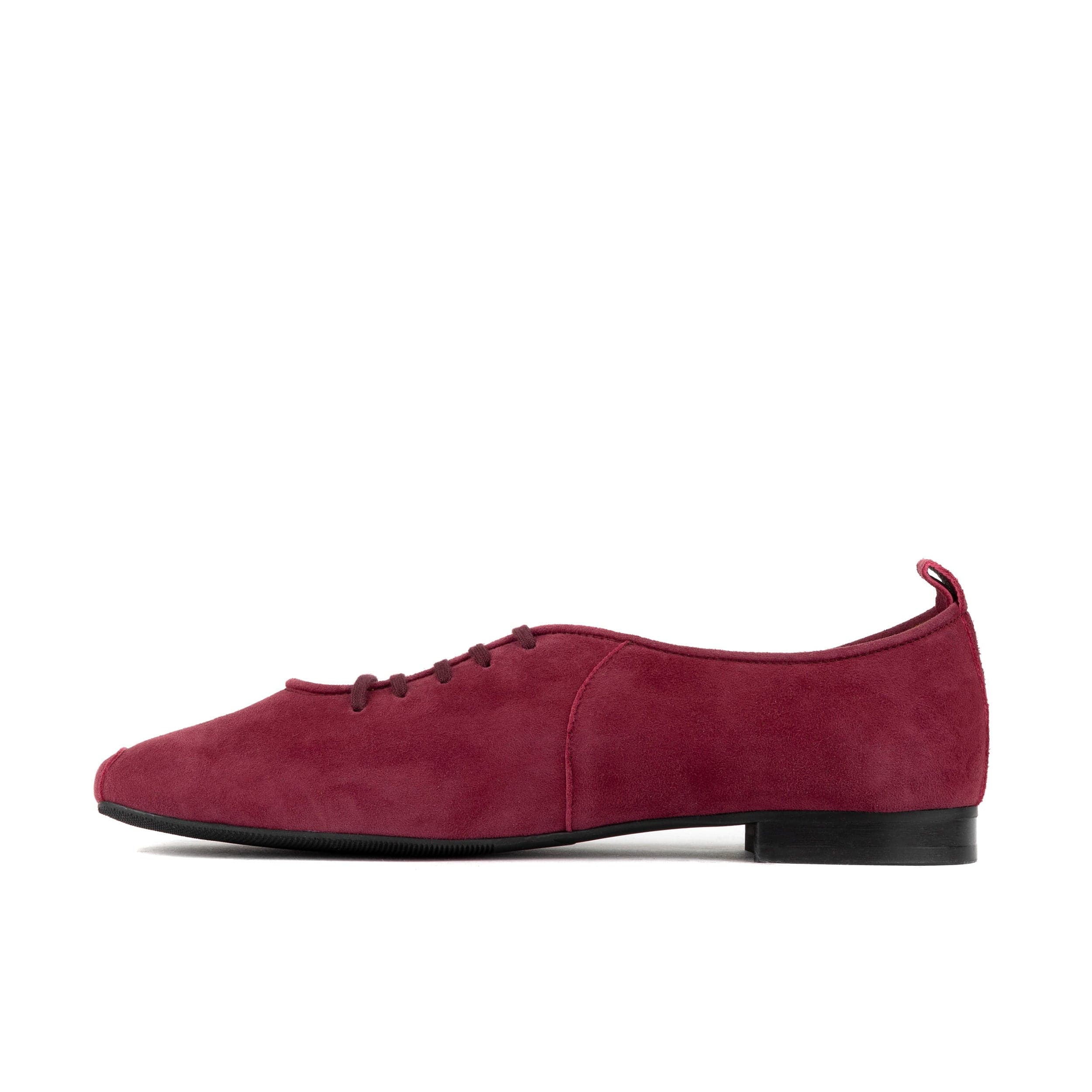 Skyline - Burgundy - Women's Suede Lace Up Ballet Pump - Image 3