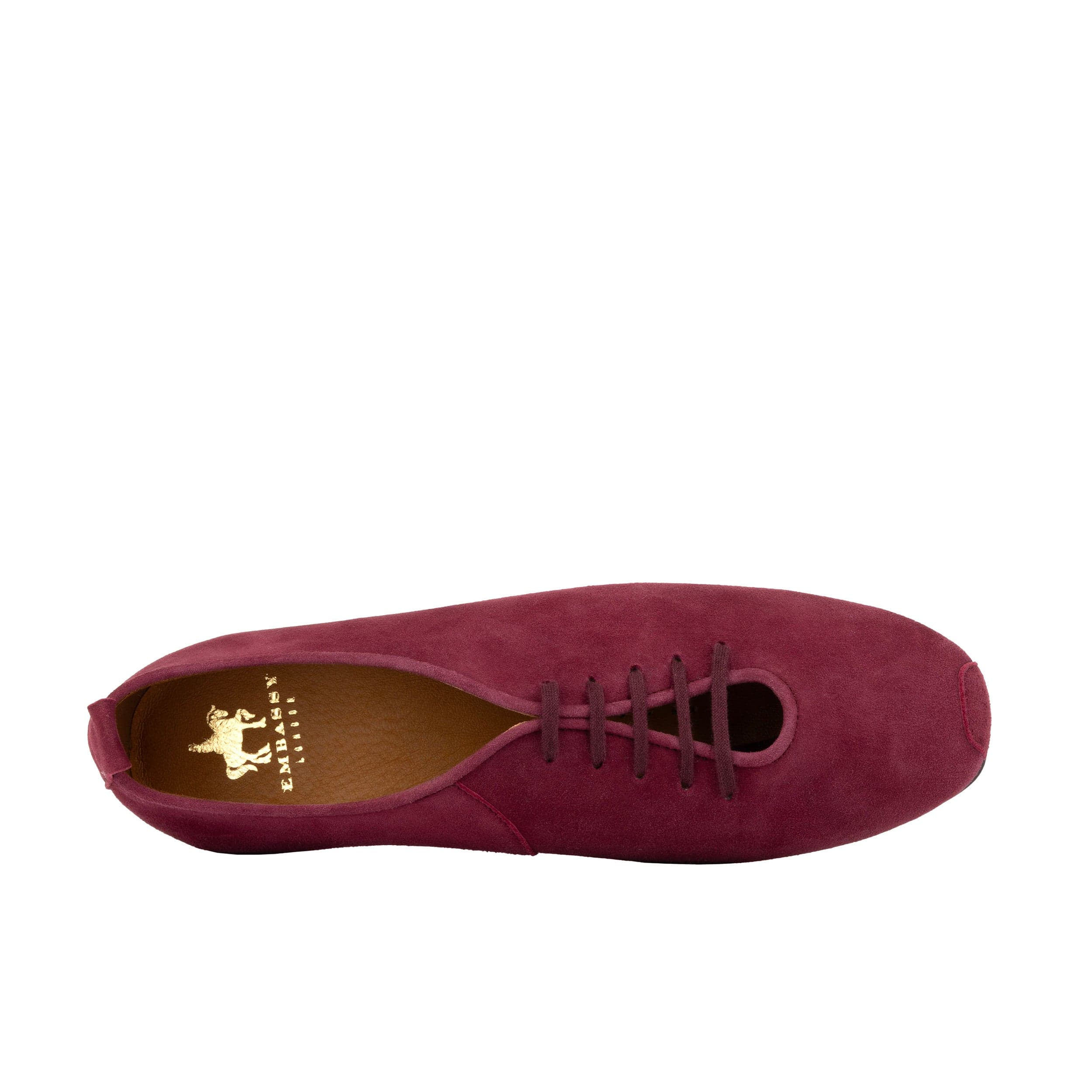 Skyline - Burgundy - Women's Suede Lace Up Ballet Pump - Image 6