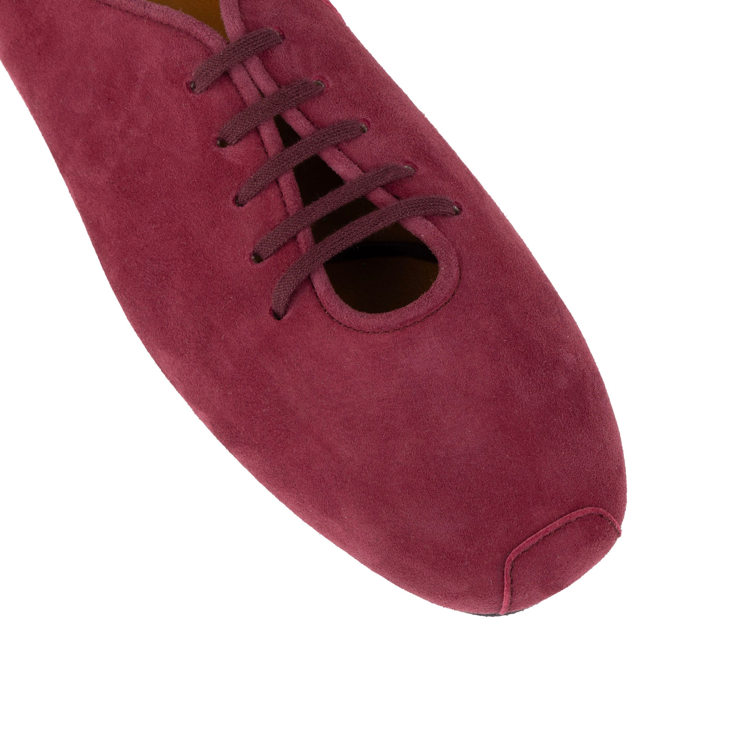 Skyline - Burgundy - Women's Suede Lace Up Ballet Pump - Image 7