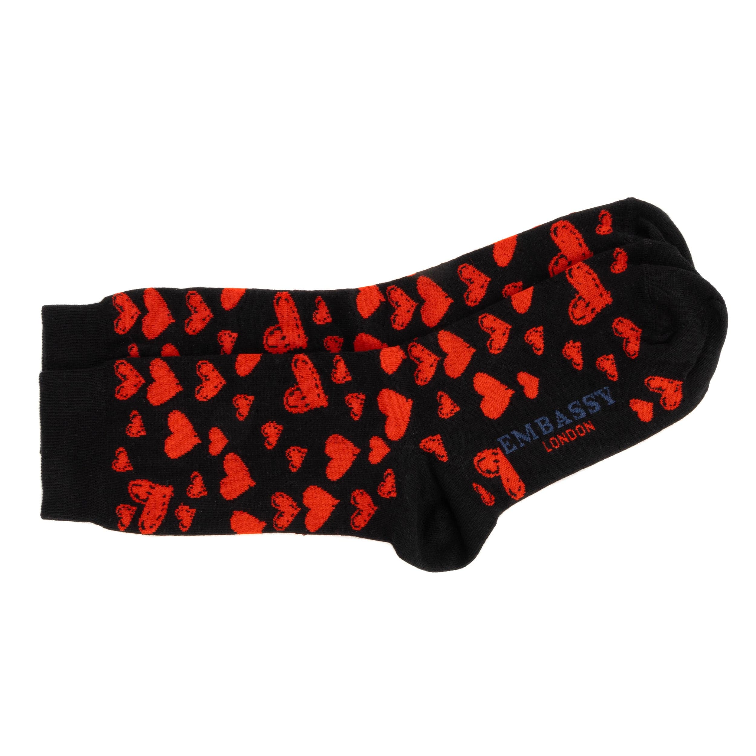 Soulmates - Black Red - Men's cotton crew socks size UK 6 to 12 in black red - Image 3