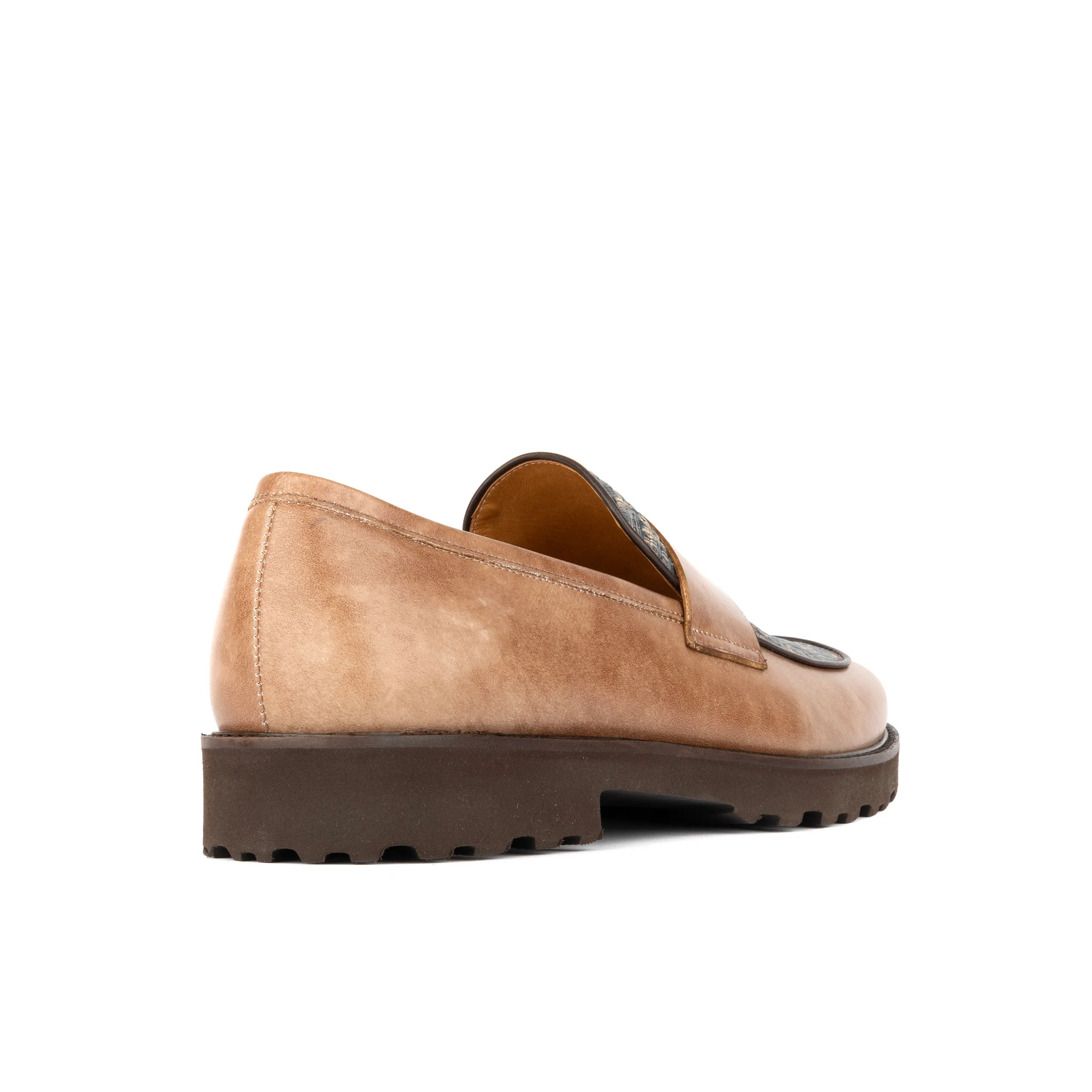 Sunkin - Light Blue & Brown - Men's leather woven slip-on loafer - Image 5