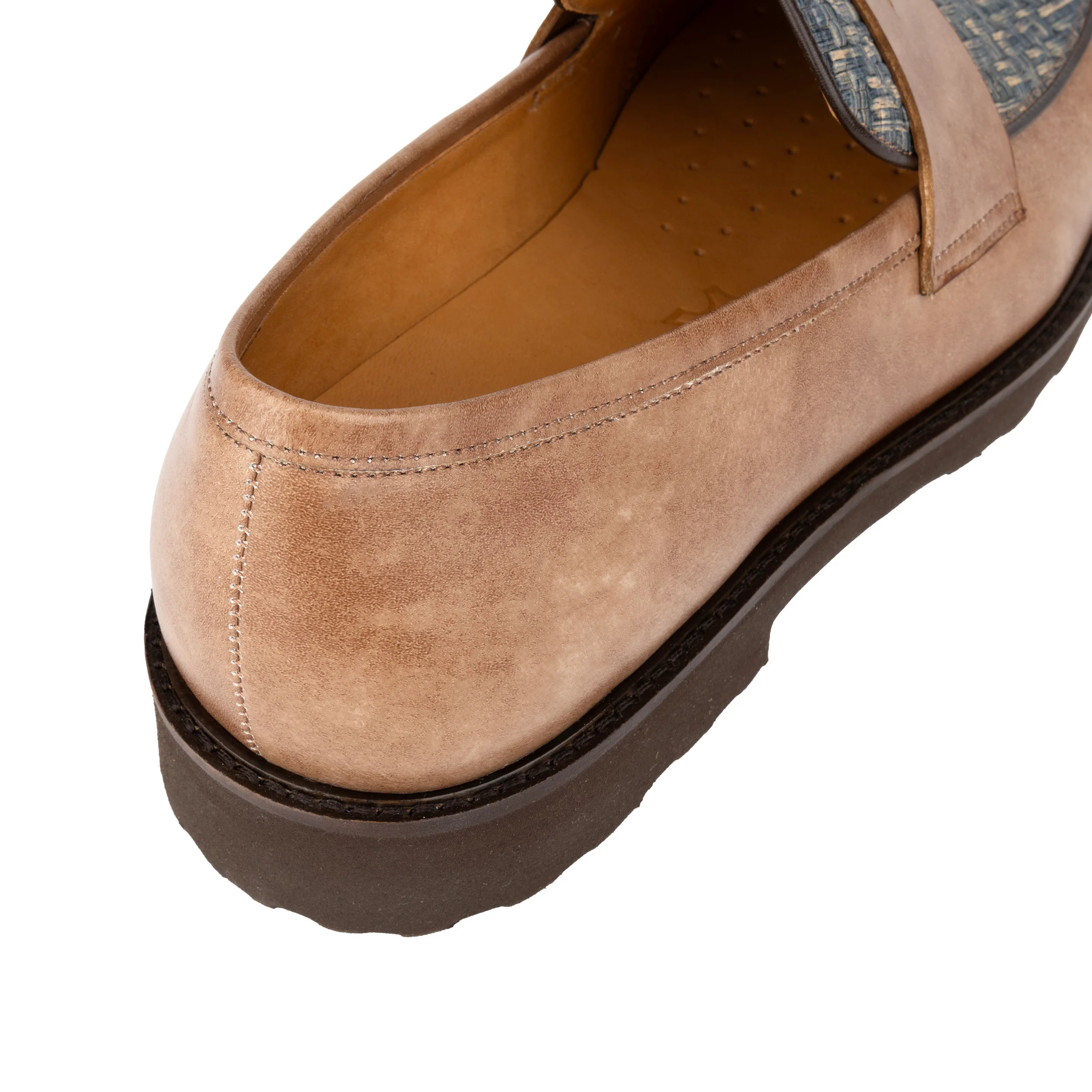 Sunkin - Light Blue & Brown - Men's leather woven slip-on loafer - Image 9