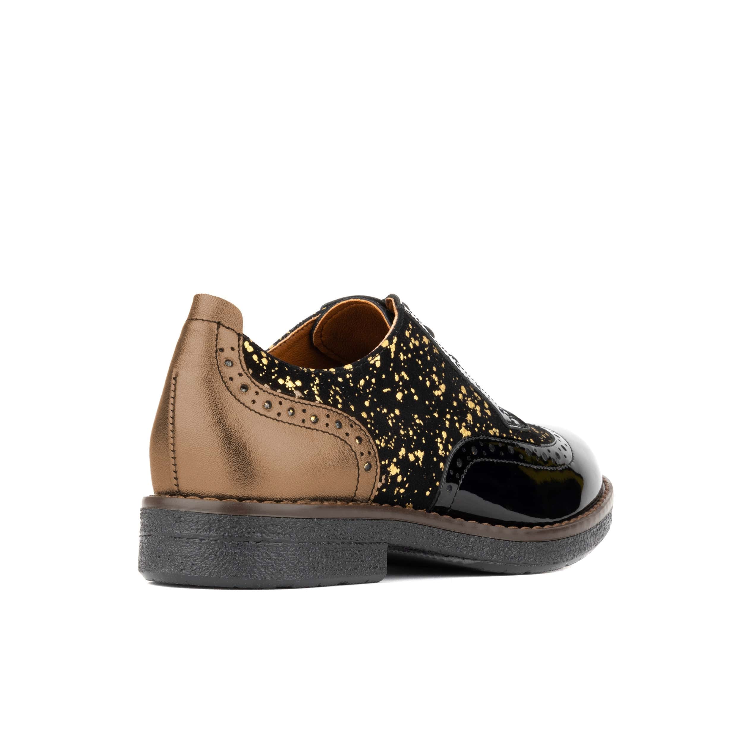 The Artist - Black & Gold - Women's leather lace-up shoe with brogue detailing - Image 5