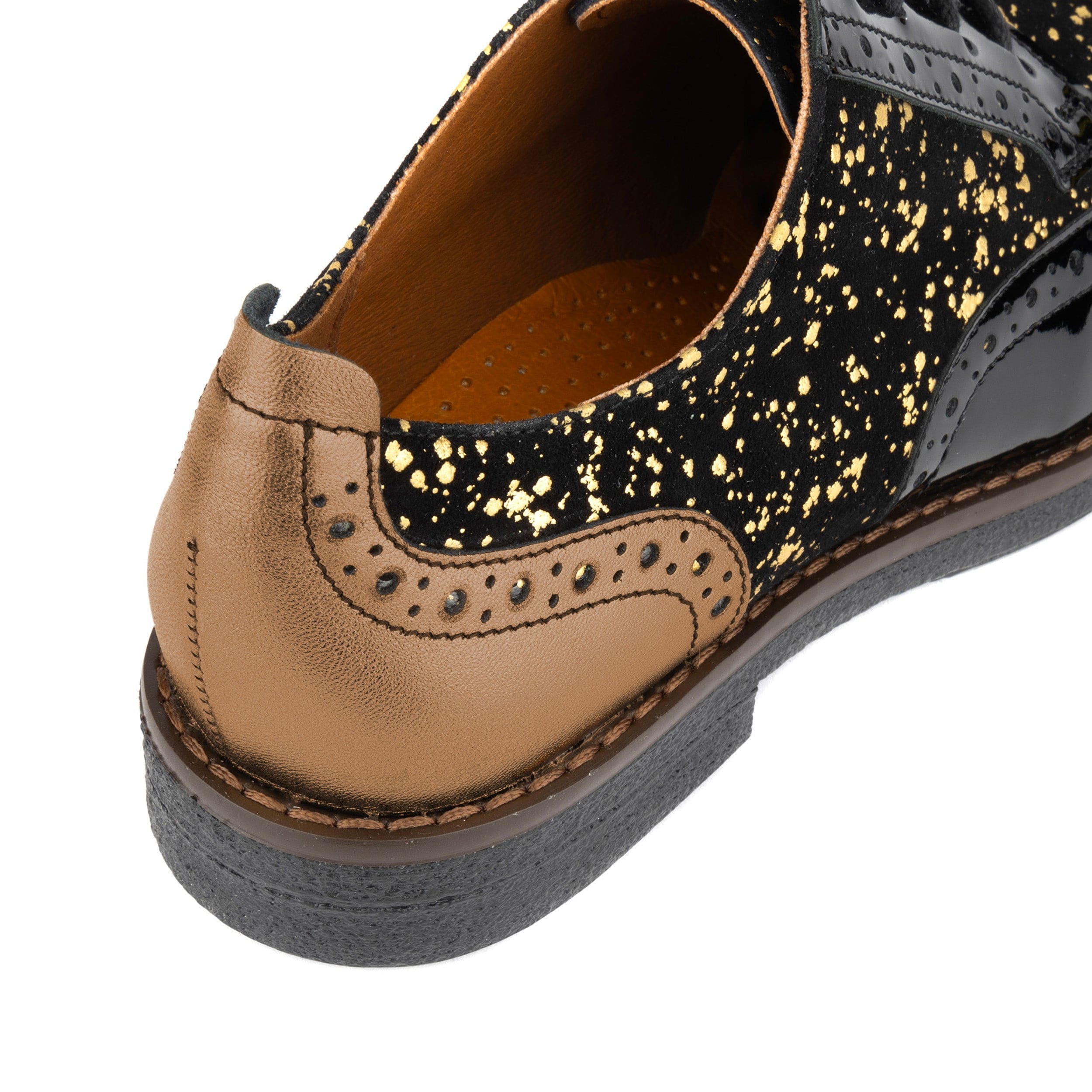 The Artist - Black & Gold - Women's leather lace-up shoe with brogue detailing - Image 9