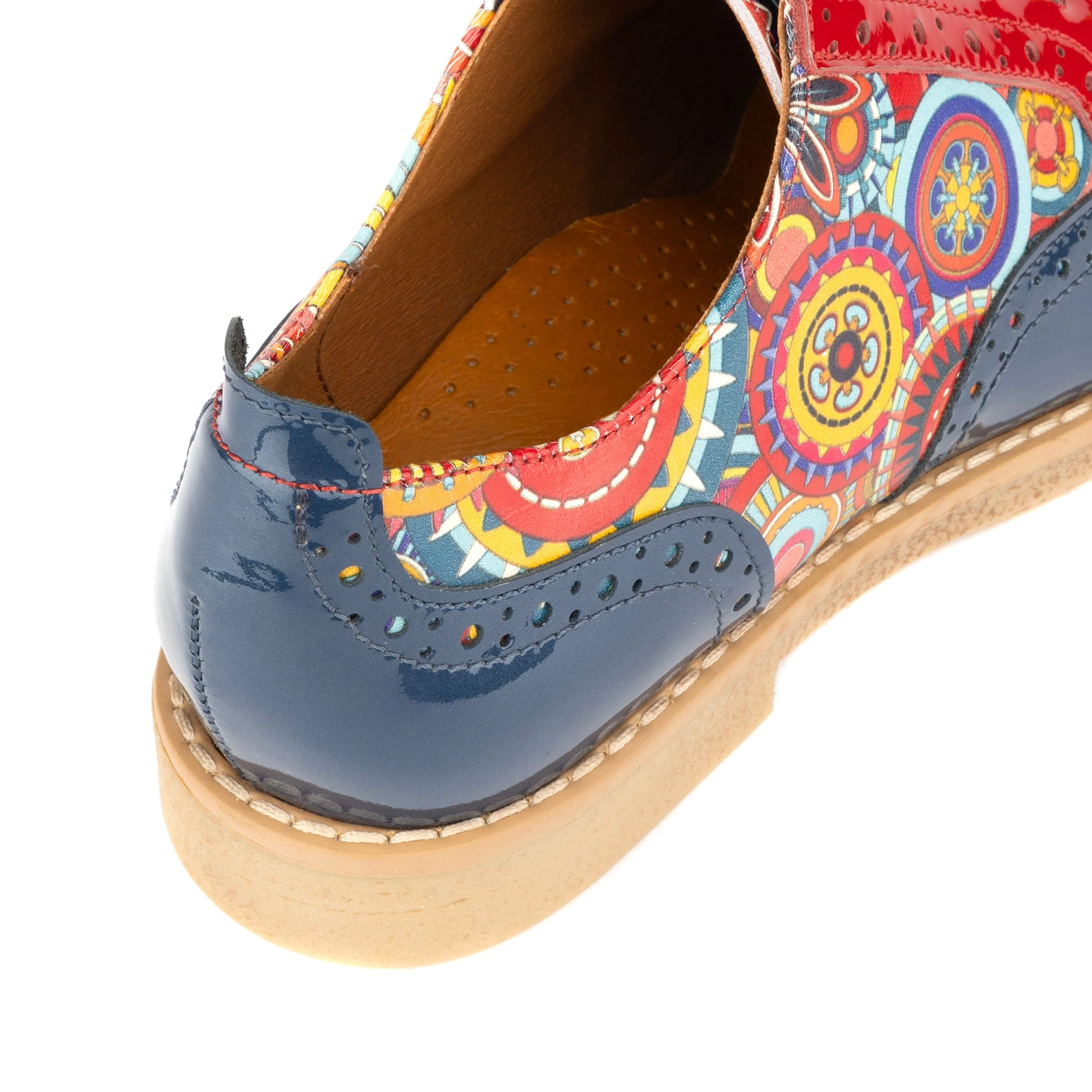 The Artist - Navy Multi - Women's leather lace-up shoe with brogue detailing - Image 10