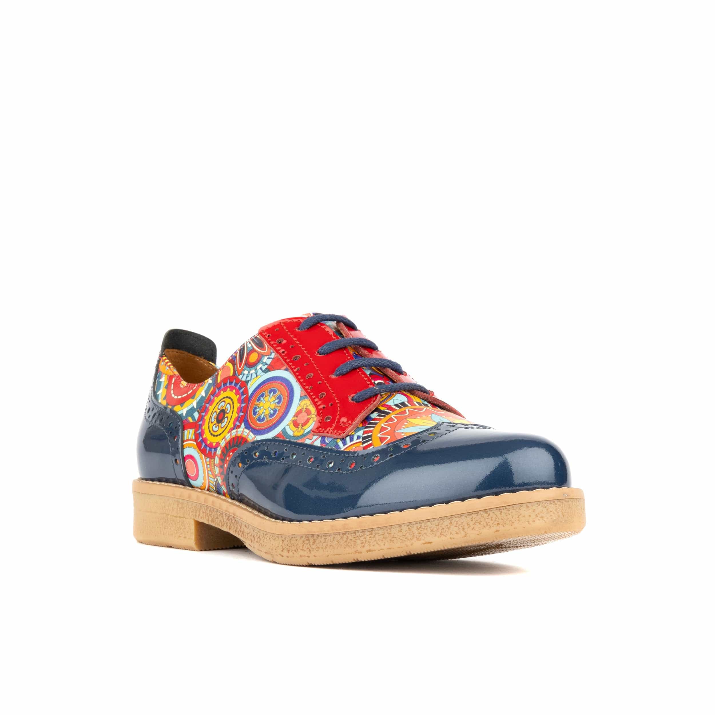 The Artist - Navy Multi - Women's leather lace-up shoe with brogue detailing - Image 3