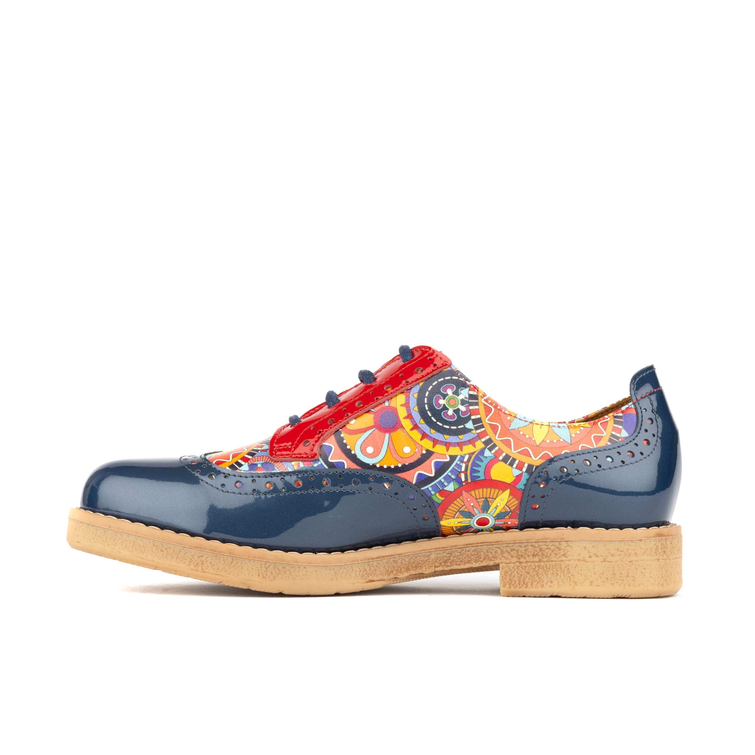 The Artist - Navy Multi - Women's leather lace-up shoe with brogue detailing - Image 5
