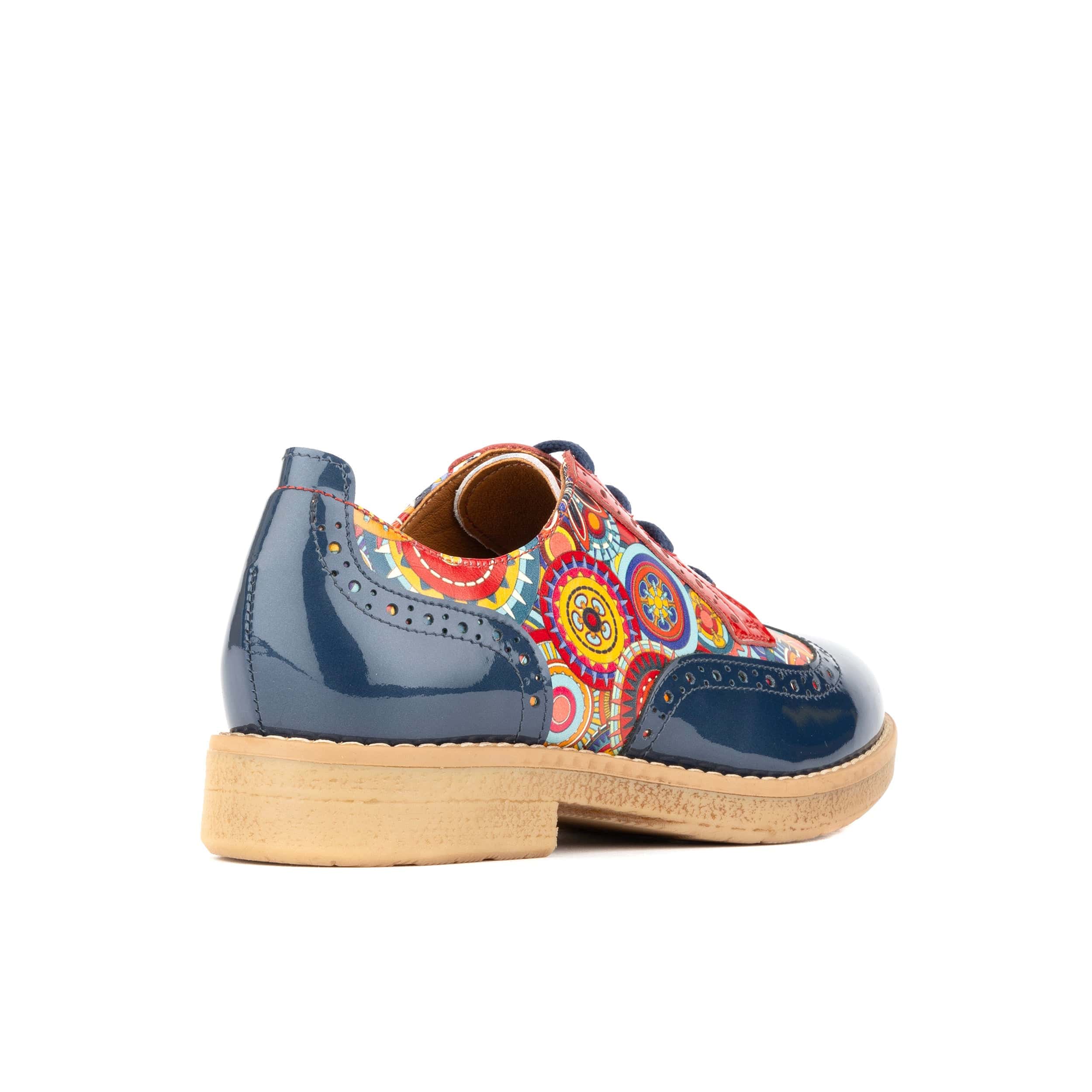 The Artist - Navy Multi - Women's leather lace-up shoe with brogue detailing - Image 6