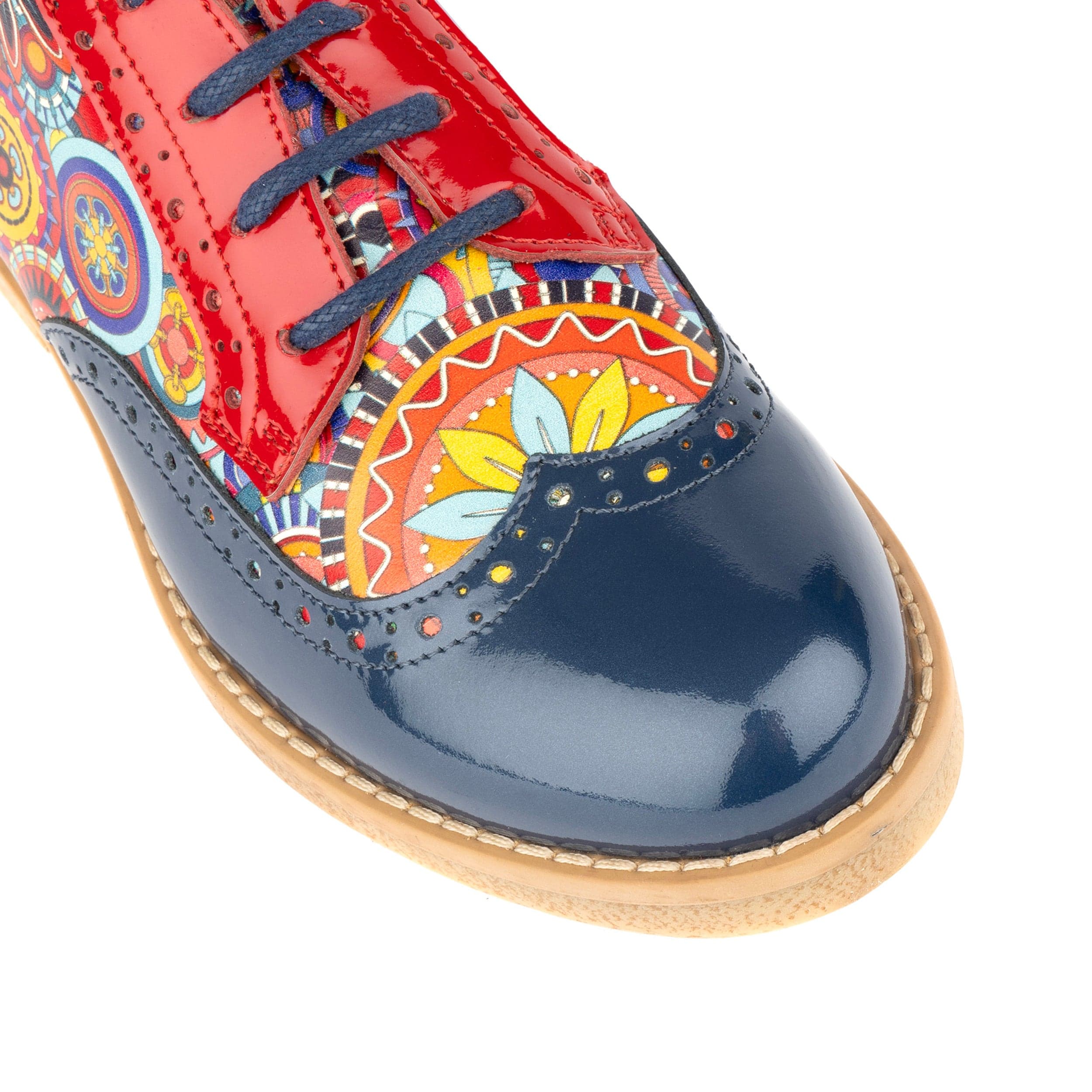 The Artist - Navy Multi - Women's leather lace-up shoe with brogue detailing - Image 9
