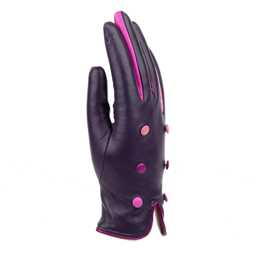 Toasty - Purple - Women's quality purple Italian leather gloves wool lined - Image 4