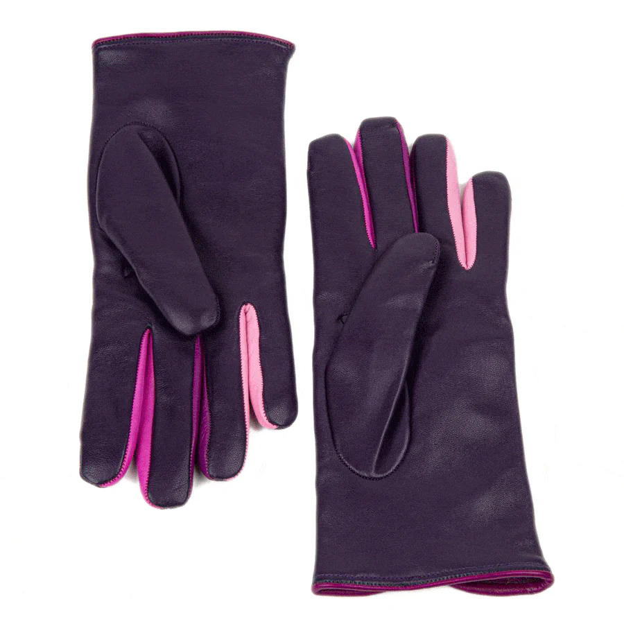 Toasty - Purple - Women's quality purple Italian leather gloves wool lined - Image 5