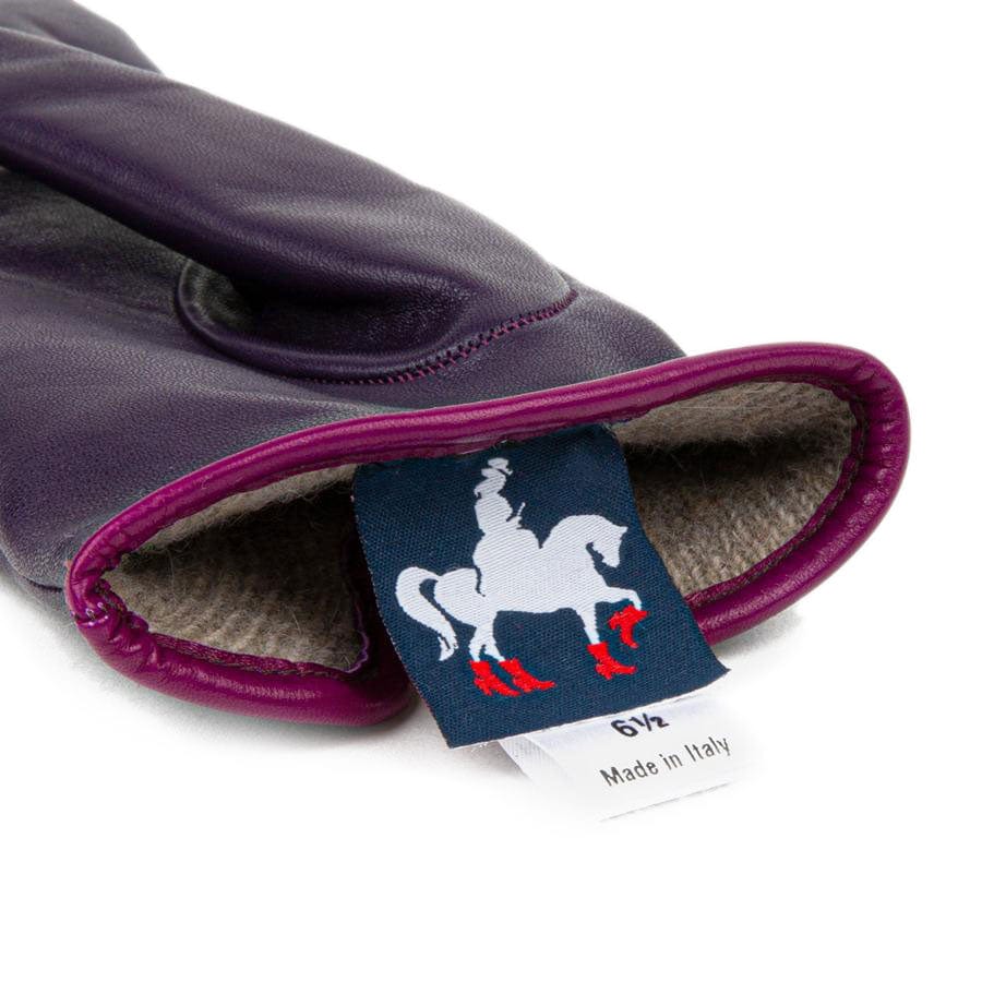 Toasty - Purple - Women's quality purple Italian leather gloves wool lined - Image 7