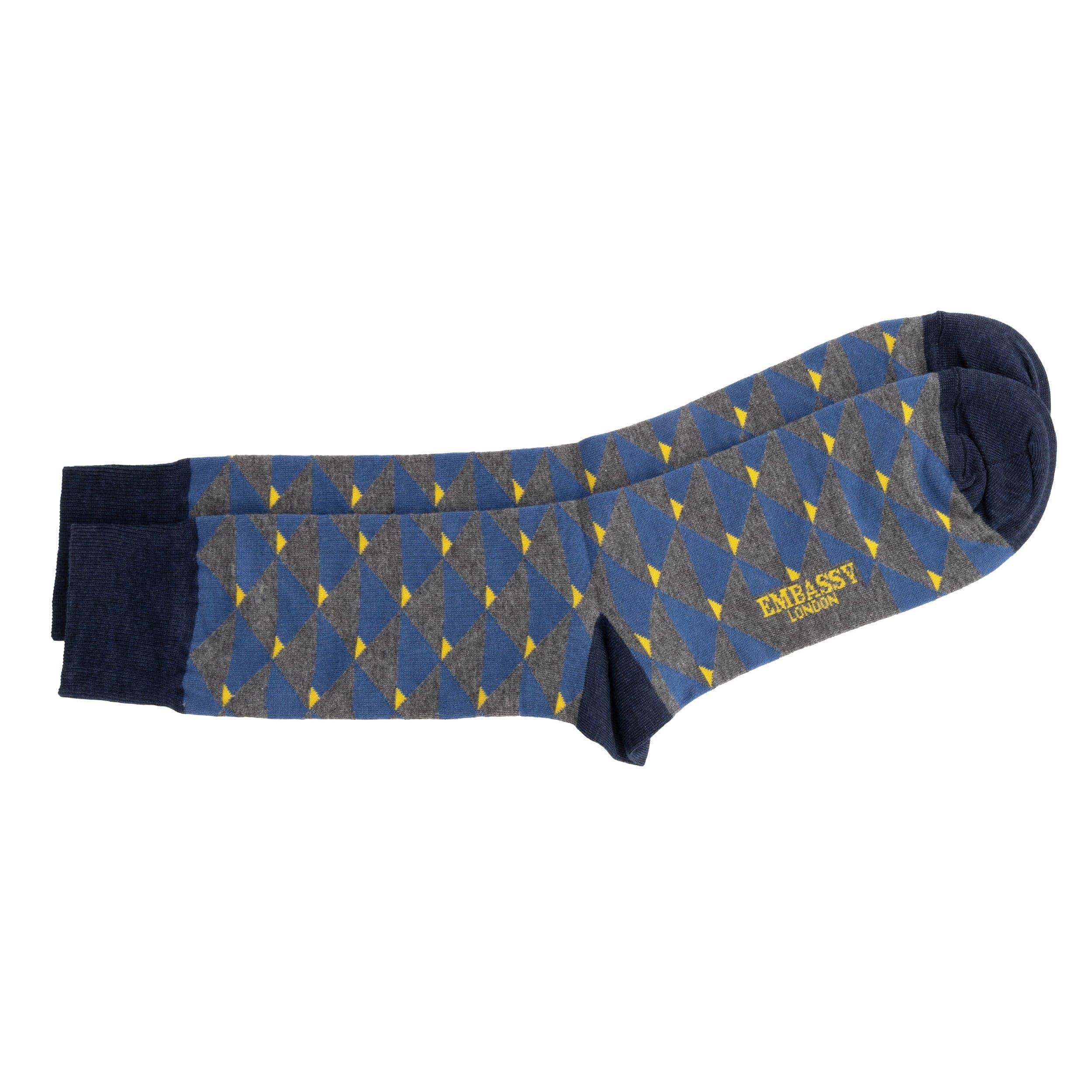 Toeblerone - Blue - Men's cotton crew socks size UK 6 to 12 in in blue - Image 3