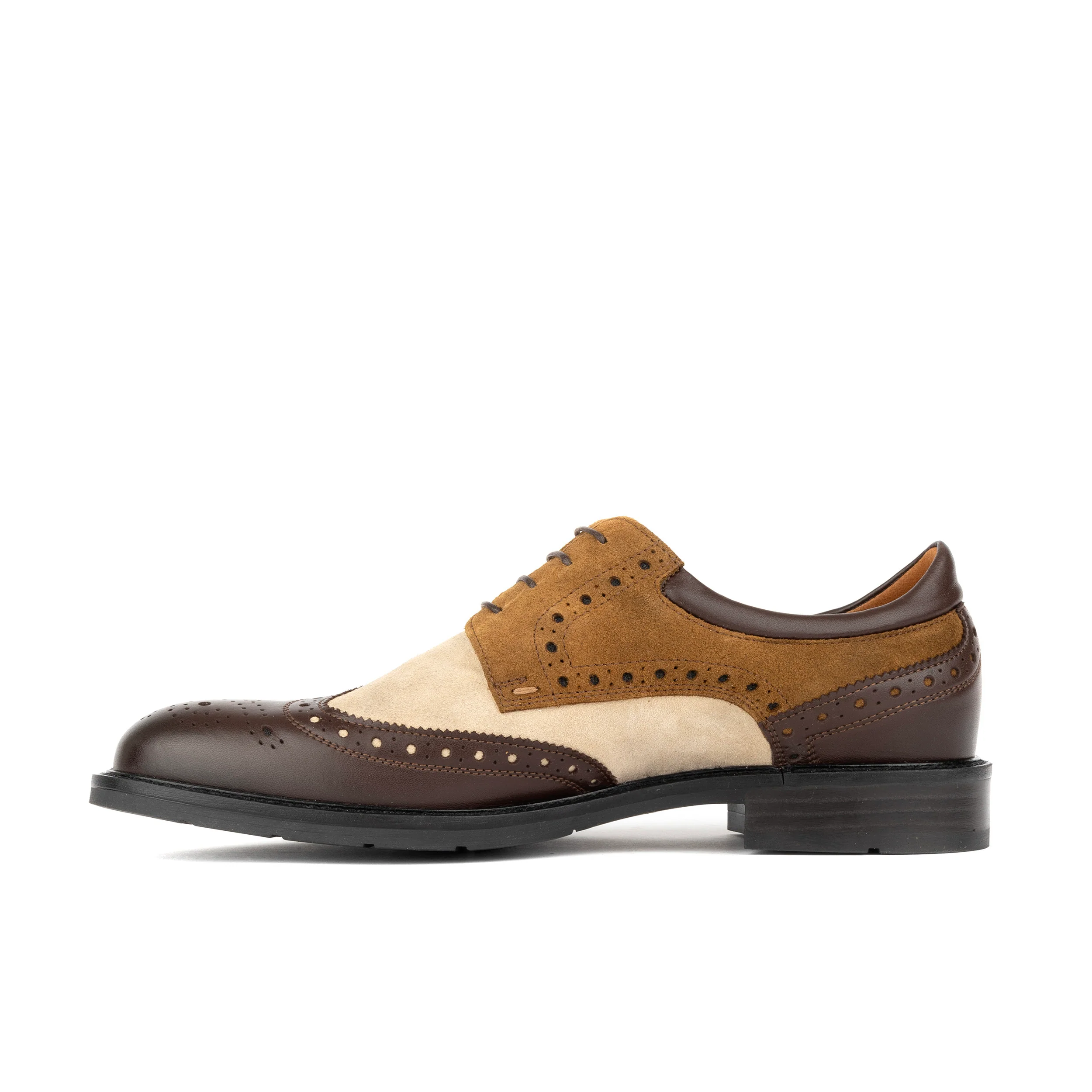 Toledo - Brown, Cream & Tan - Men's Leather & Suede Oxford Shoe - Image 3
