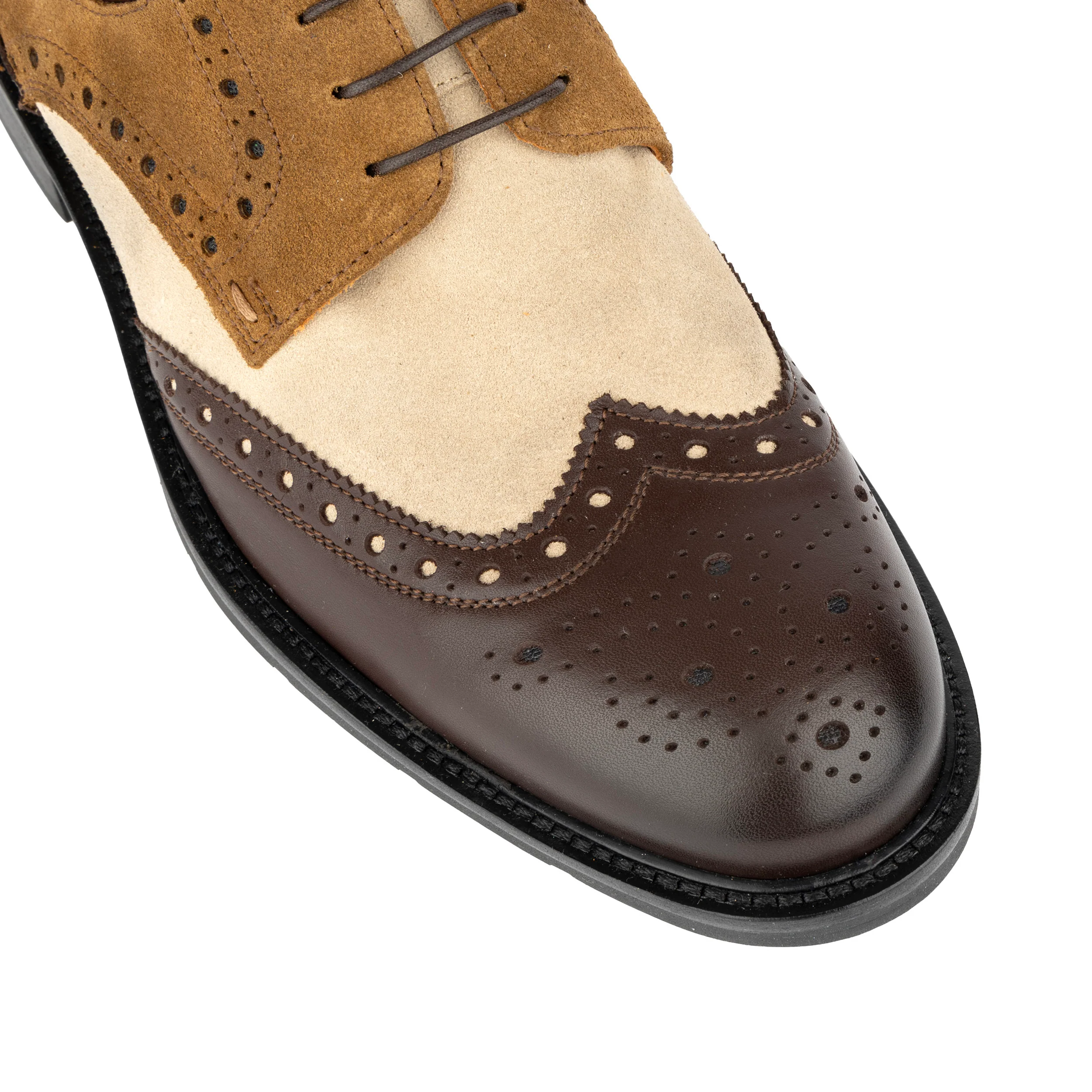 Toledo - Brown, Cream & Tan - Men's Leather & Suede Oxford Shoe - Image 7