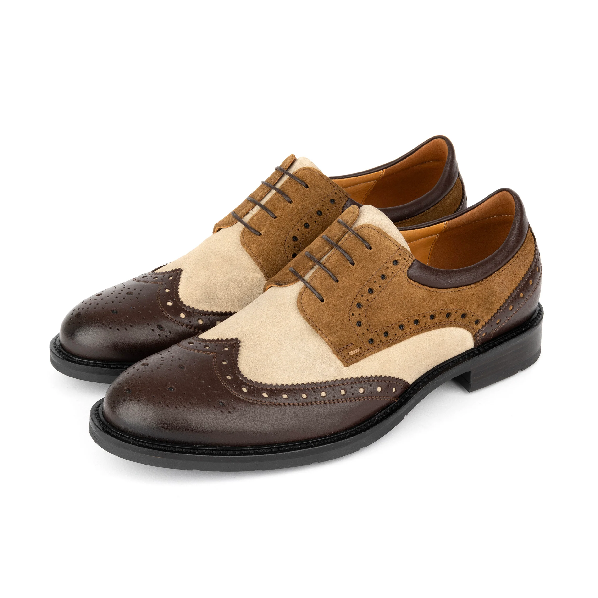 Toledo - Brown, Cream & Tan - Men's Leather & Suede Oxford Shoe - Image 9