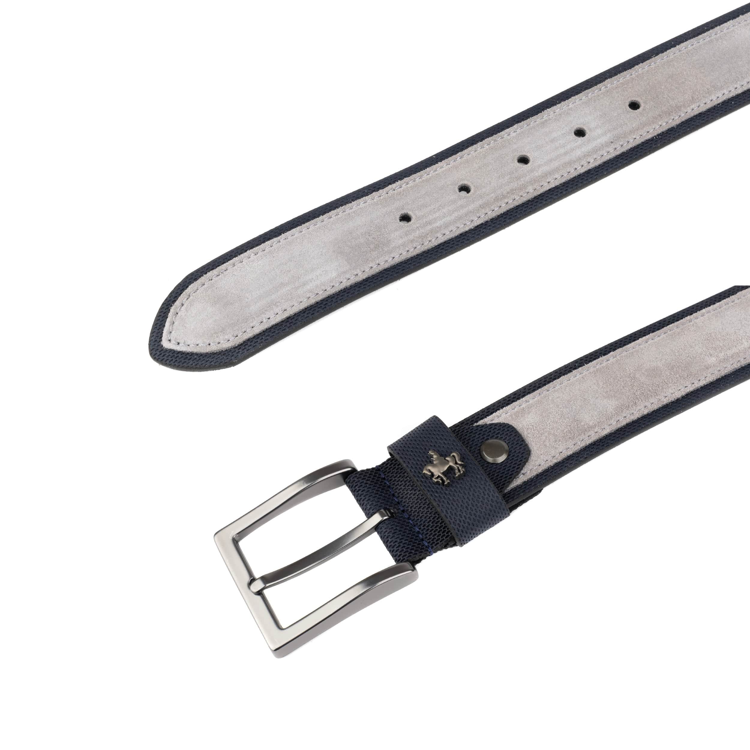 Victor - Navy Suede & Light Grey - Men's Italian leather belt - Image 3