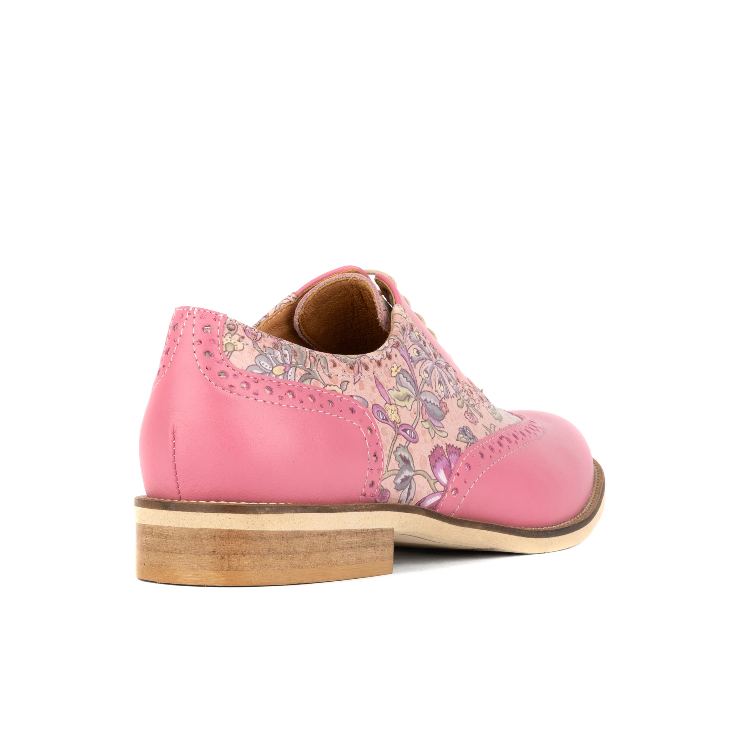 Vivienne - Pink Paisley - Women's oxford lace-up shoe with brogue details - Image 4