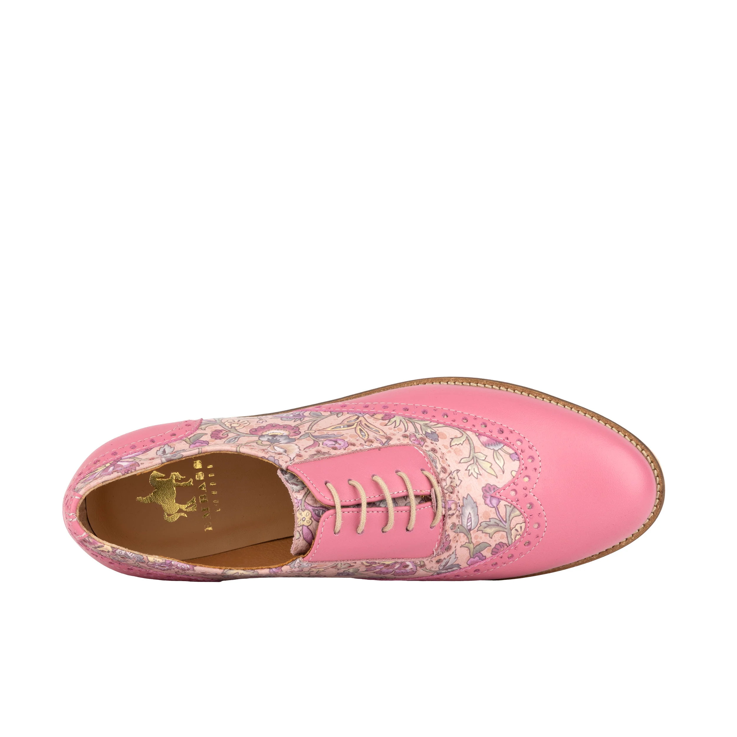 Vivienne - Pink Paisley - Women's oxford lace-up shoe with brogue details - Image 6