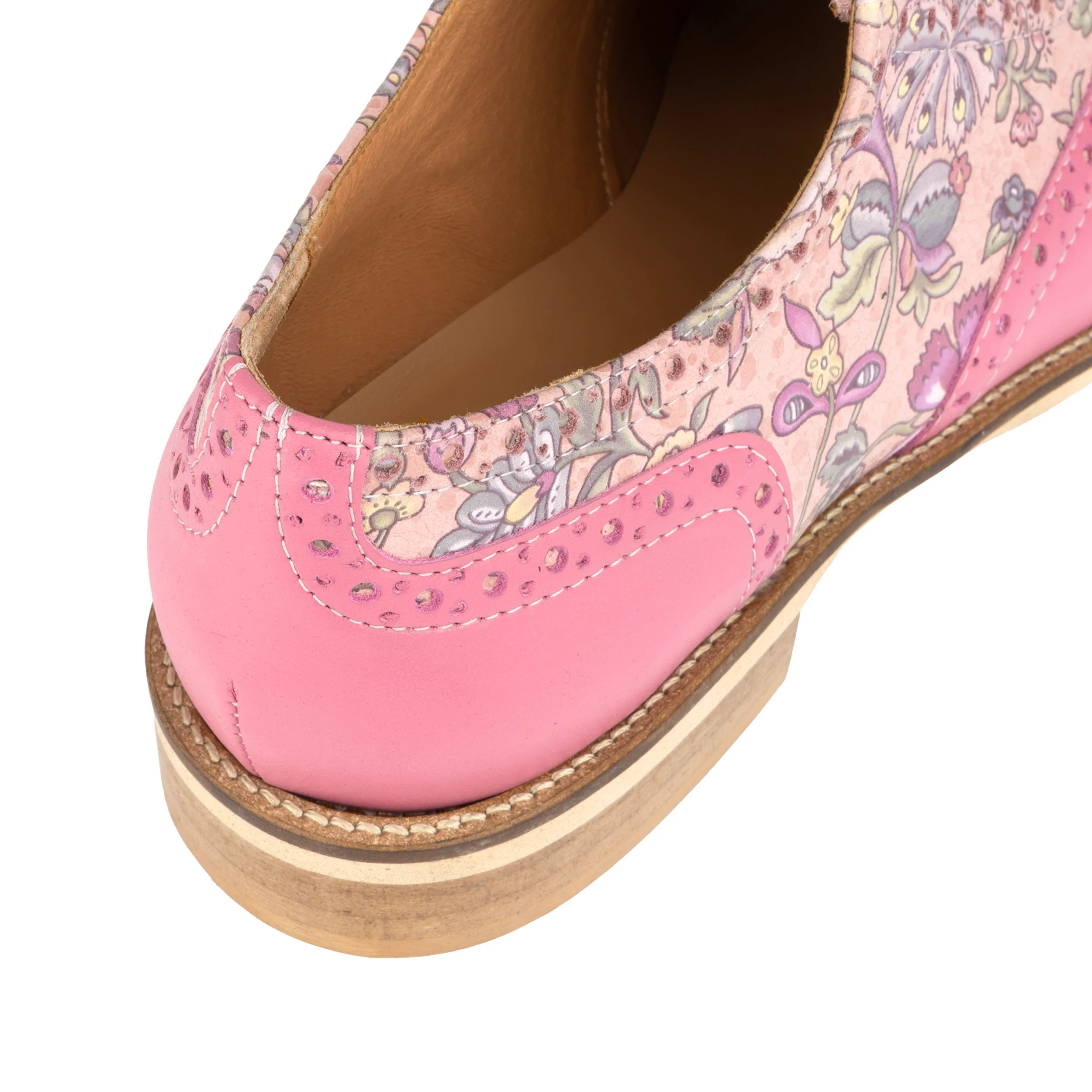Vivienne - Pink Paisley - Women's oxford lace-up shoe with brogue details - Image 8
