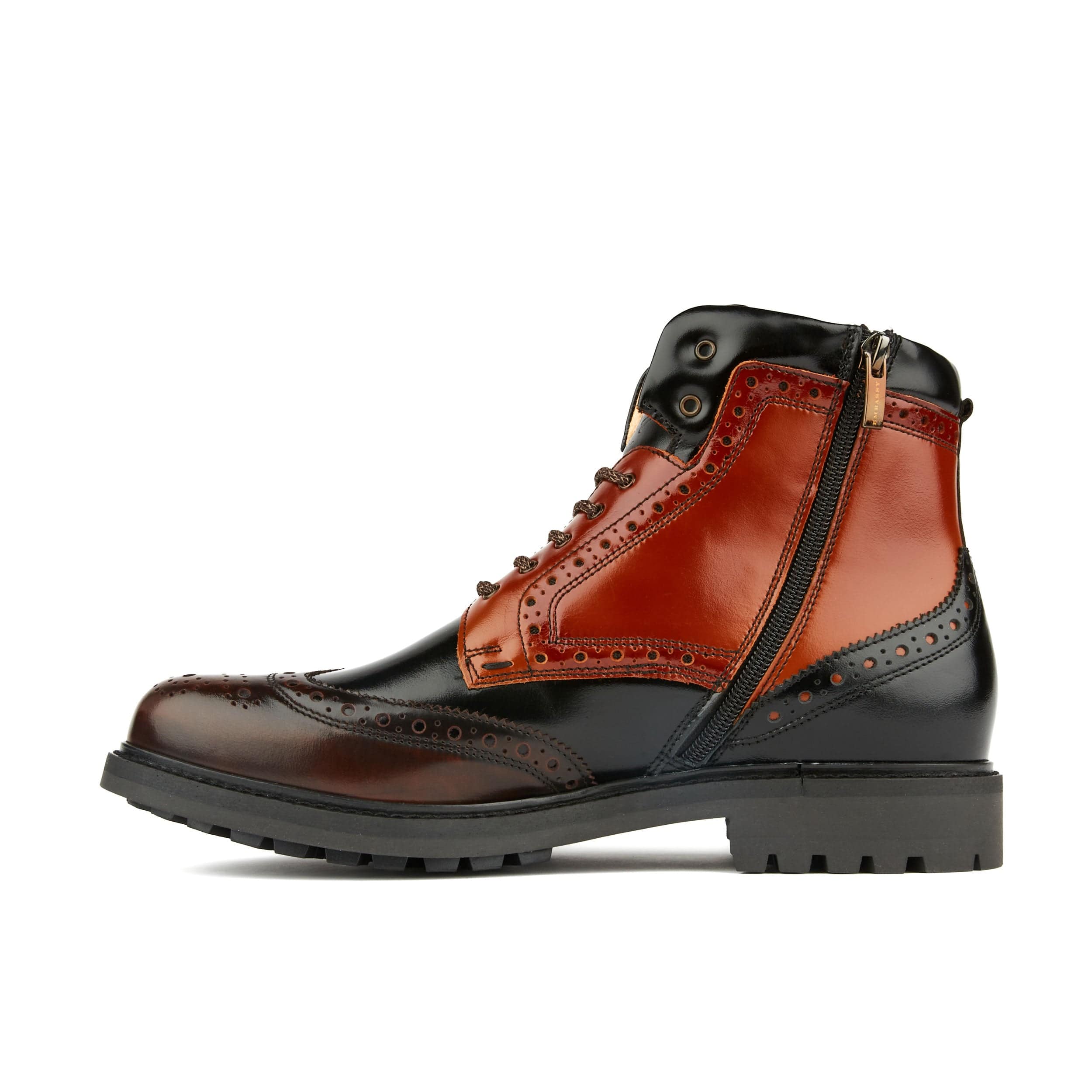 Wanderer - Black Brown - Men's chunky combat style boot in black and brown leather - Image 3