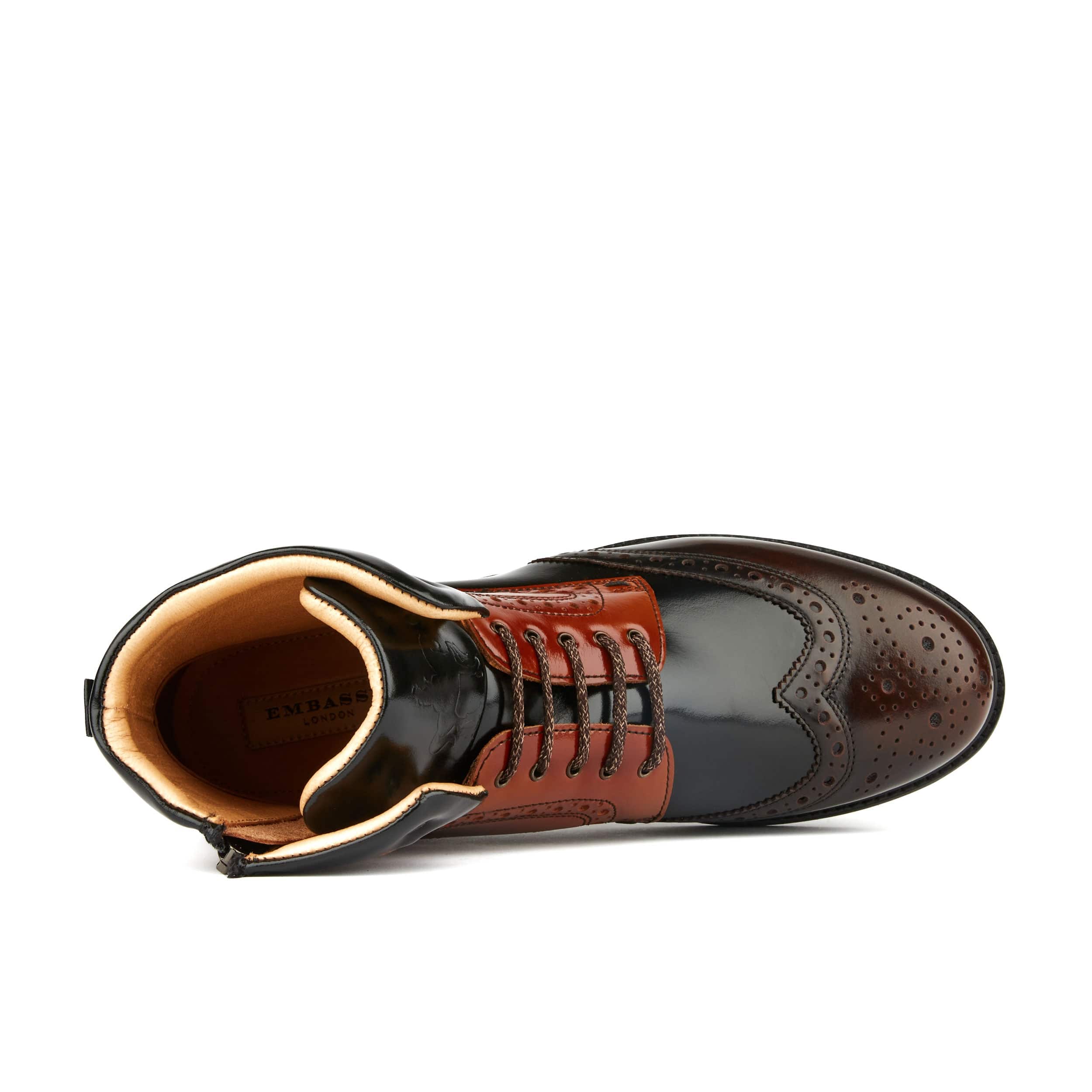 Wanderer - Black Brown - Men's chunky combat style boot in black and brown leather - Image 6