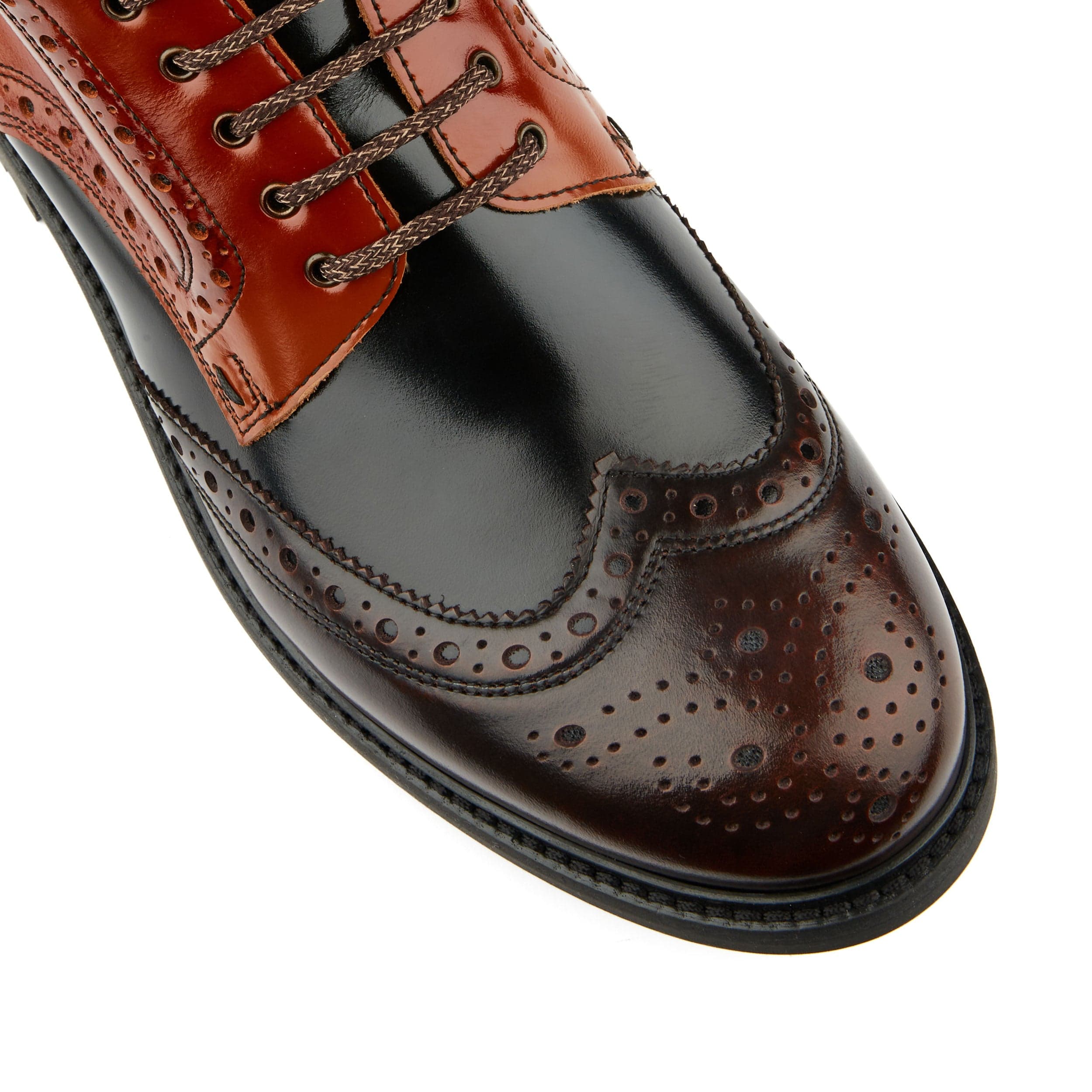 Wanderer - Black Brown - Men's chunky combat style boot in black and brown leather - Image 7