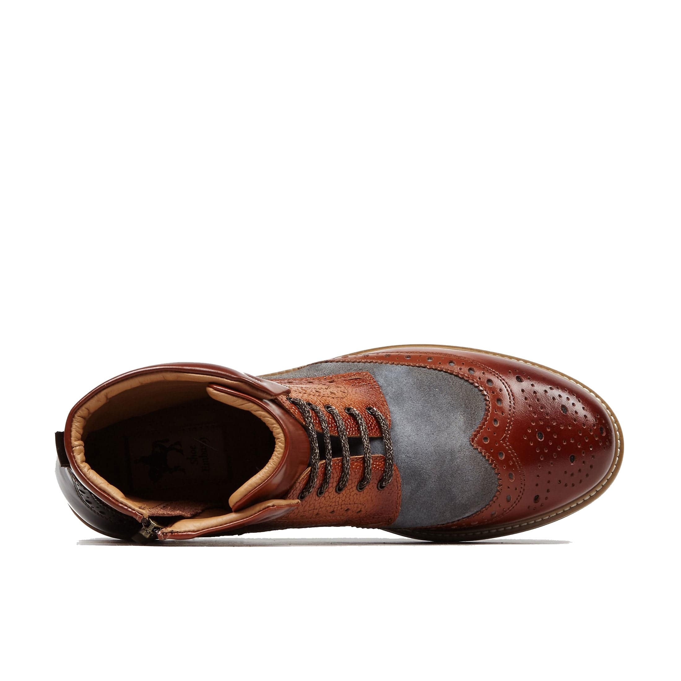 Wanderer - Foxy - Men's chunky combat style lace up and zip up boot in tan - Image 6